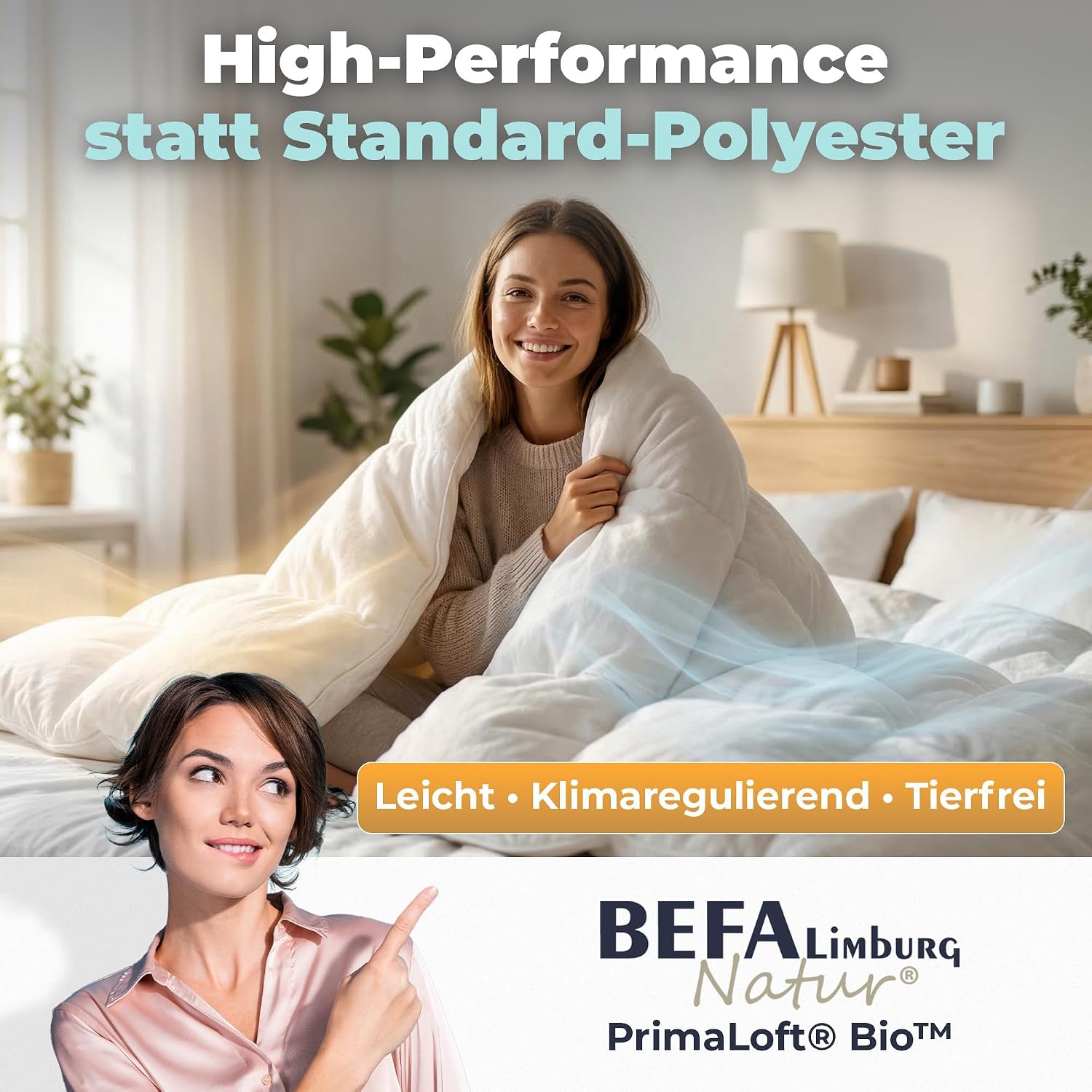 Detalle 2 de BEFA NATUR 4648 zomerdekbed 200 x 200 cm met PrimaLoft-vulling