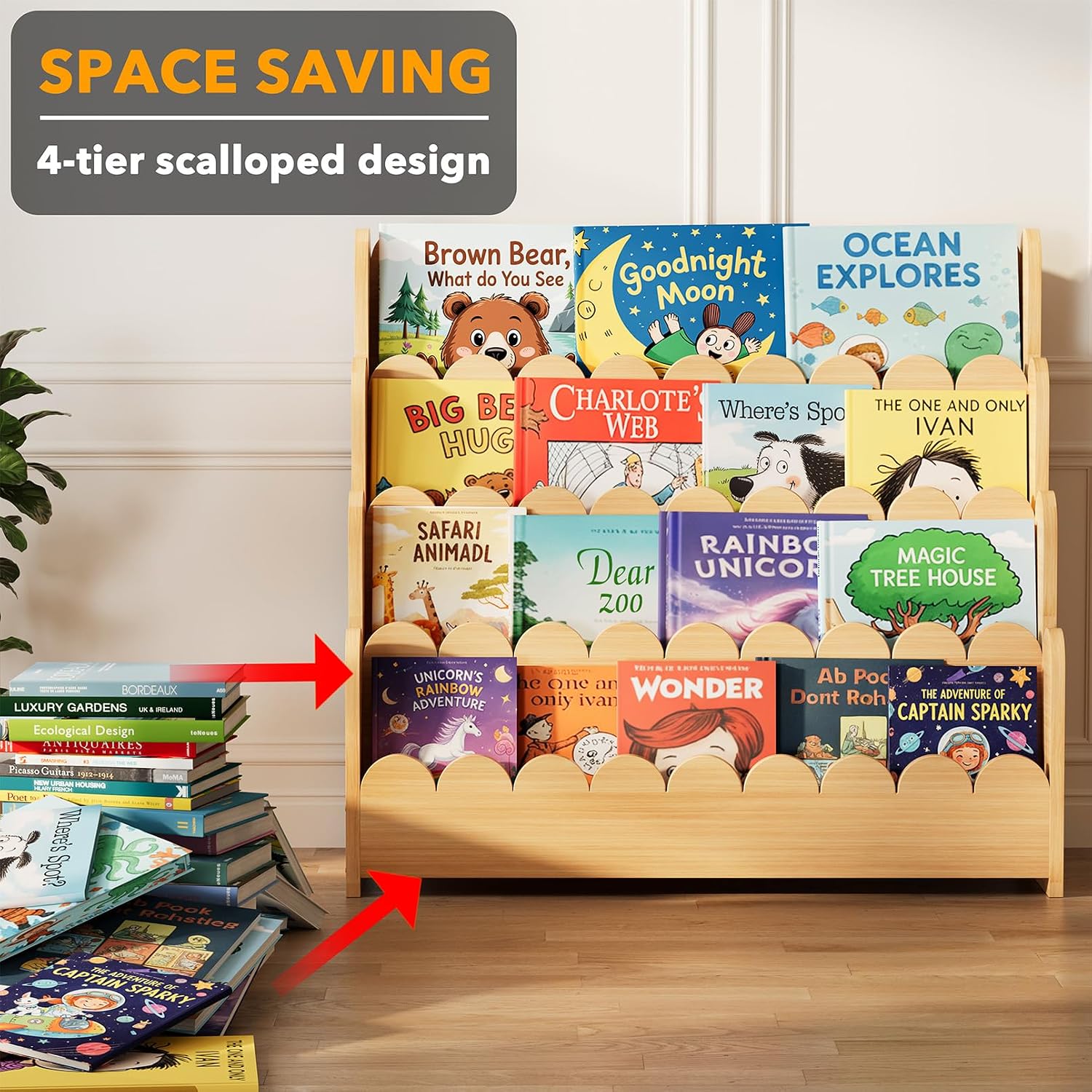 Detalle 2 de SpaceAid 4-Tier Bookshelf, 29.6-Inch Wide