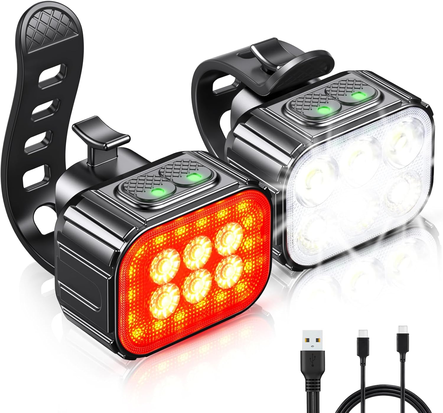 Thumbnail 1 de Cuvccn Bike Lights Super Bright: Front & Rear USB Rechargeable Set for Night Riding