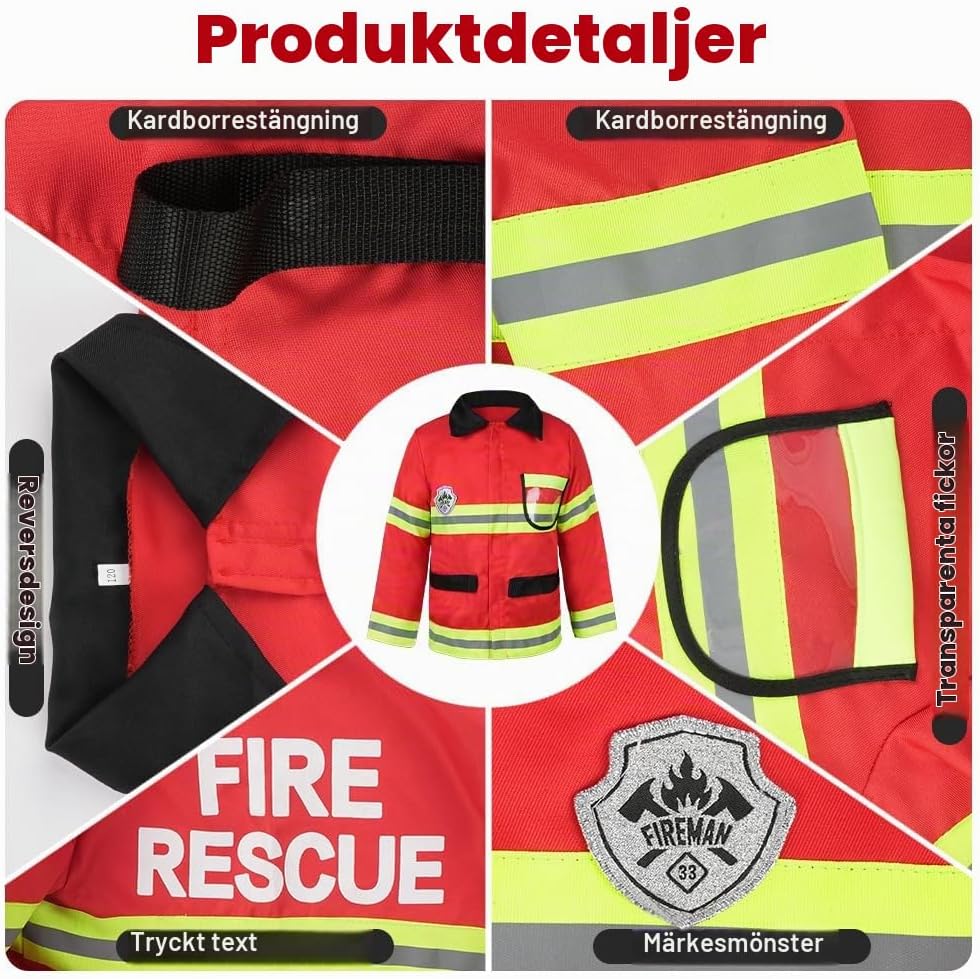 Detalle de Alaoo 5160735 brandkårsset för barn, 5 delar med kläder i 120 cm
