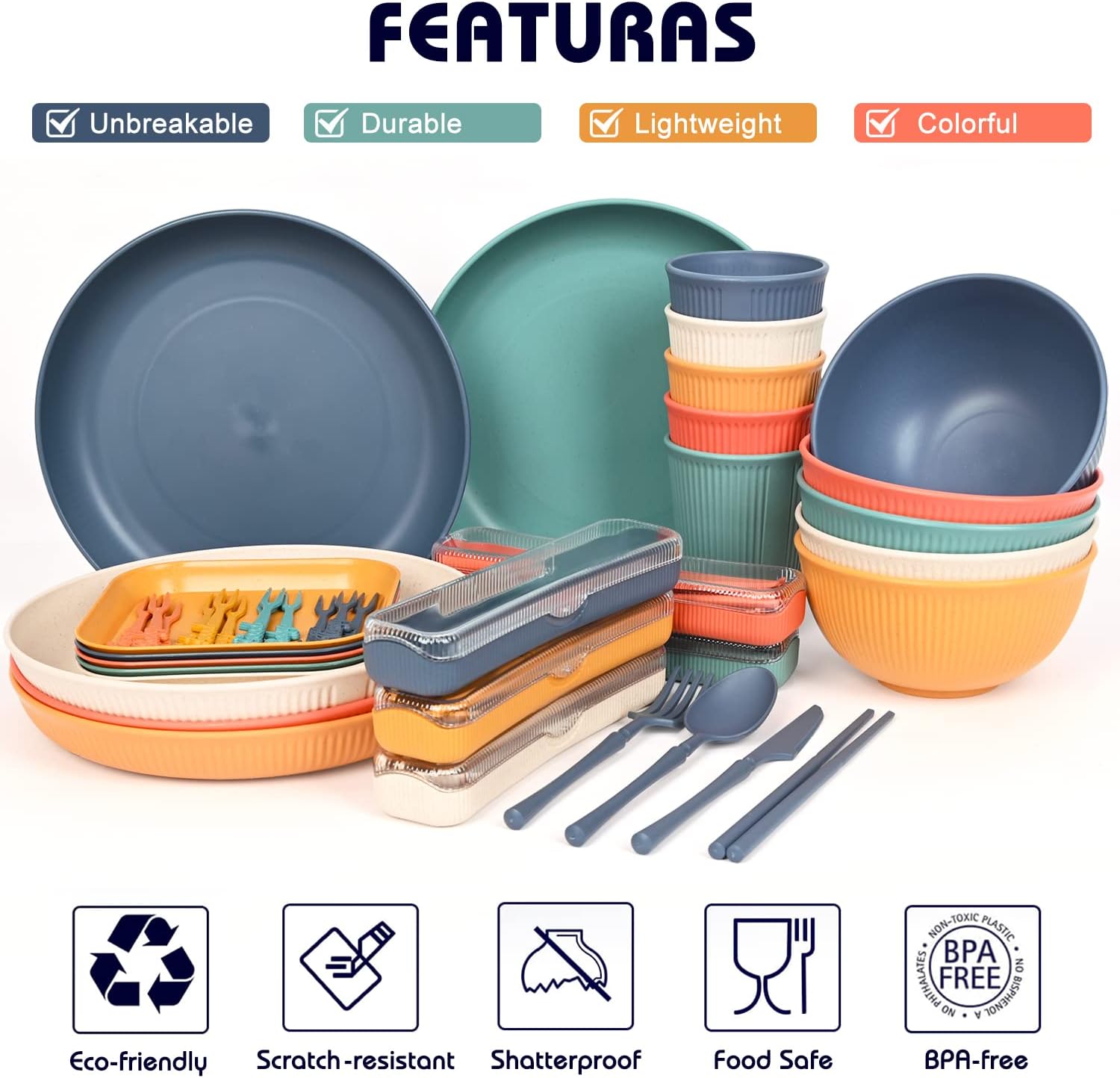 Detalle de UHAPEER 58Pcs Camping Dinner Set for 5 People