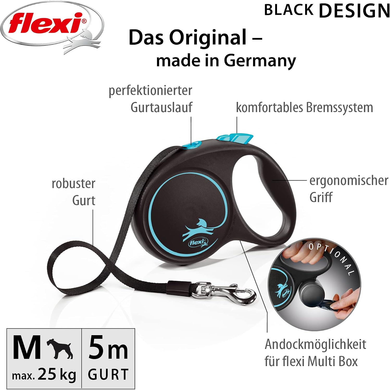 Detalle 2 de flexiÂź Black Design M Roll-Leine 5 m đ