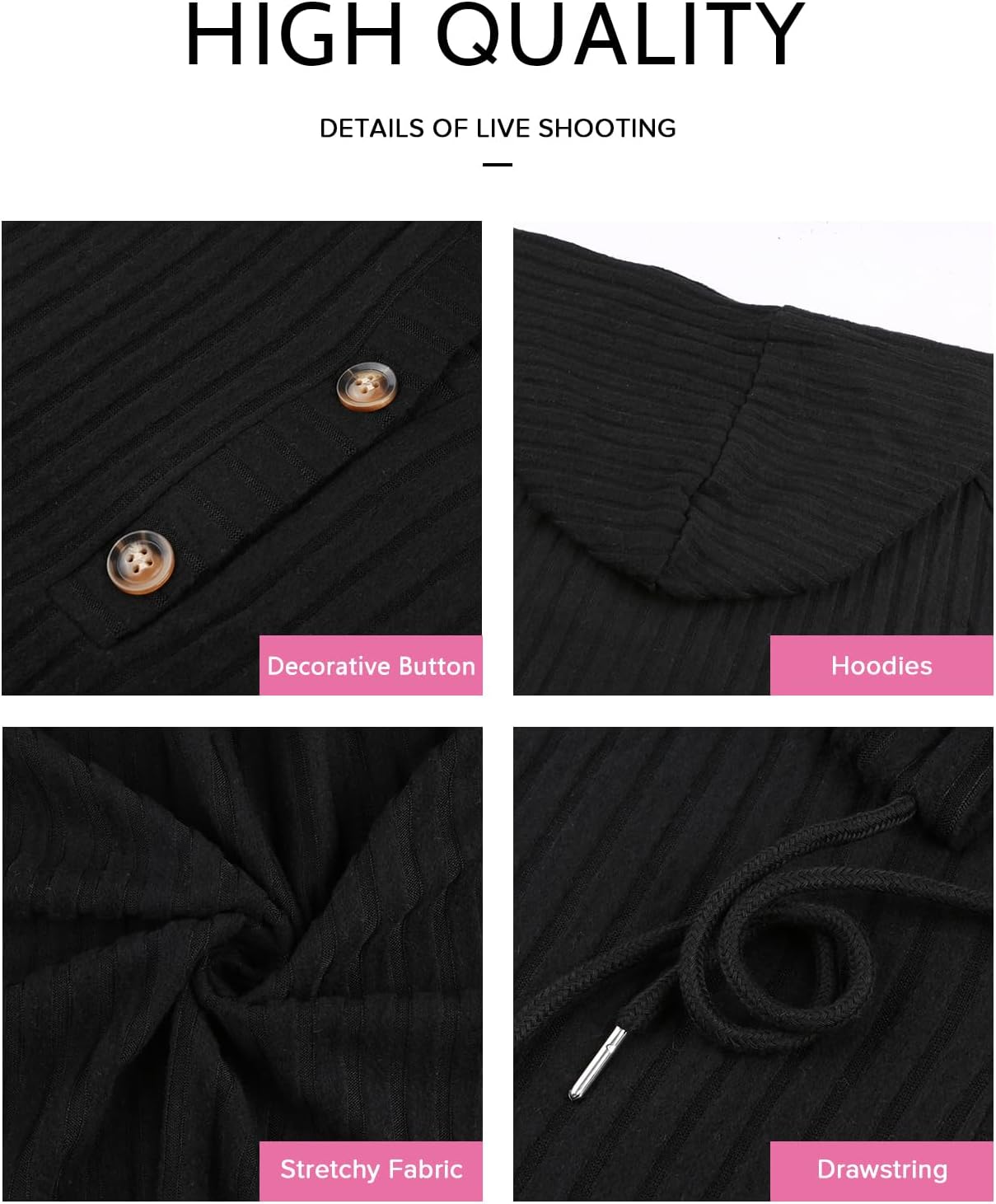 Thumbnail 4 de Women’s V-neck long sleeve drawstring hoodie jumper (65% rayon mix) with button front