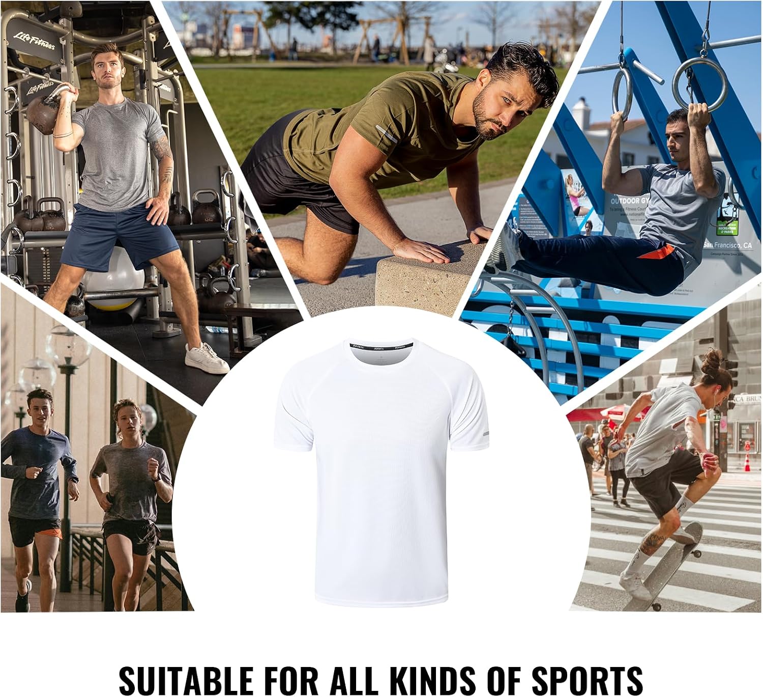 Detalle 2 de ZENGVEE Men’s Gym T-Shirts — athletic quick-dry, moisture-wicking sports tops