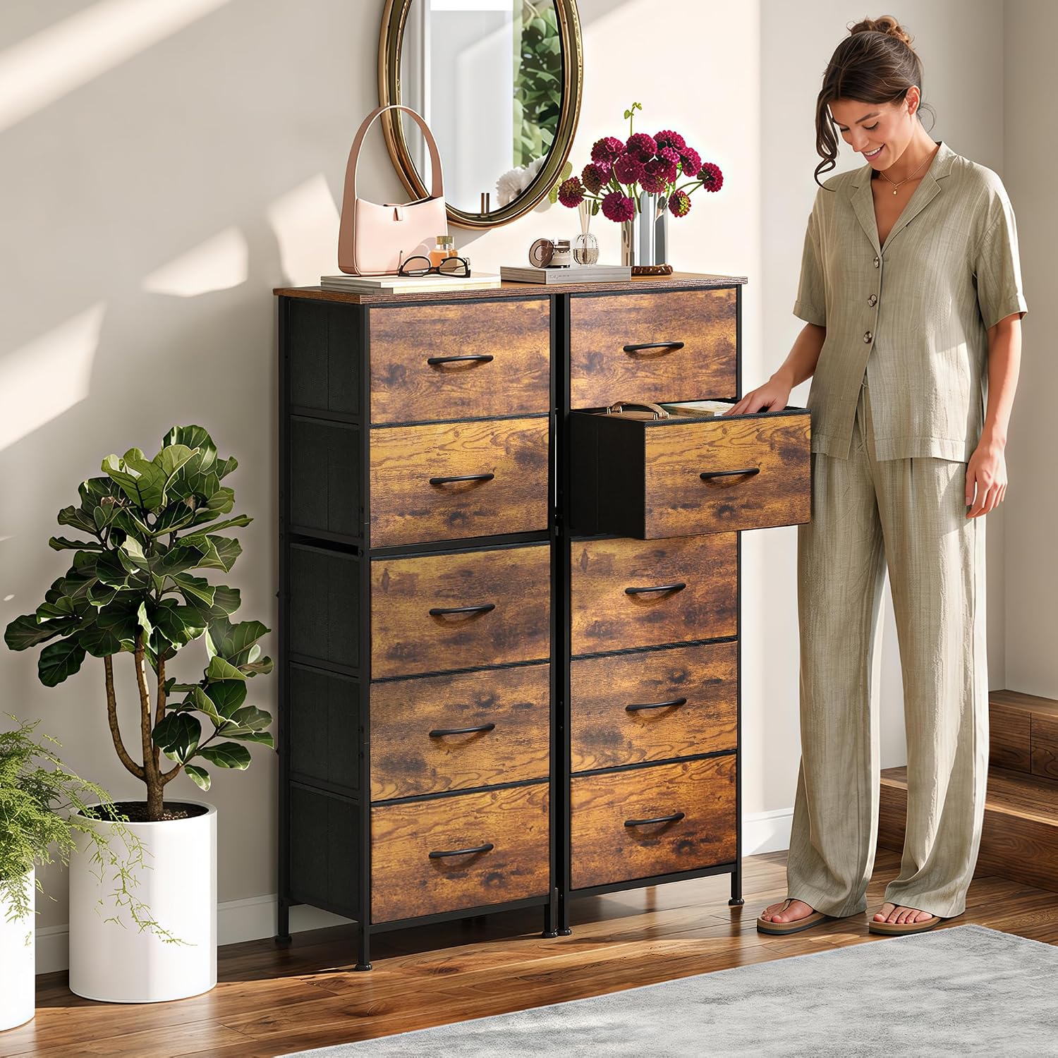 Detalle 2 de WLIVE 5-Drawer Fabric Dresser 47.5"