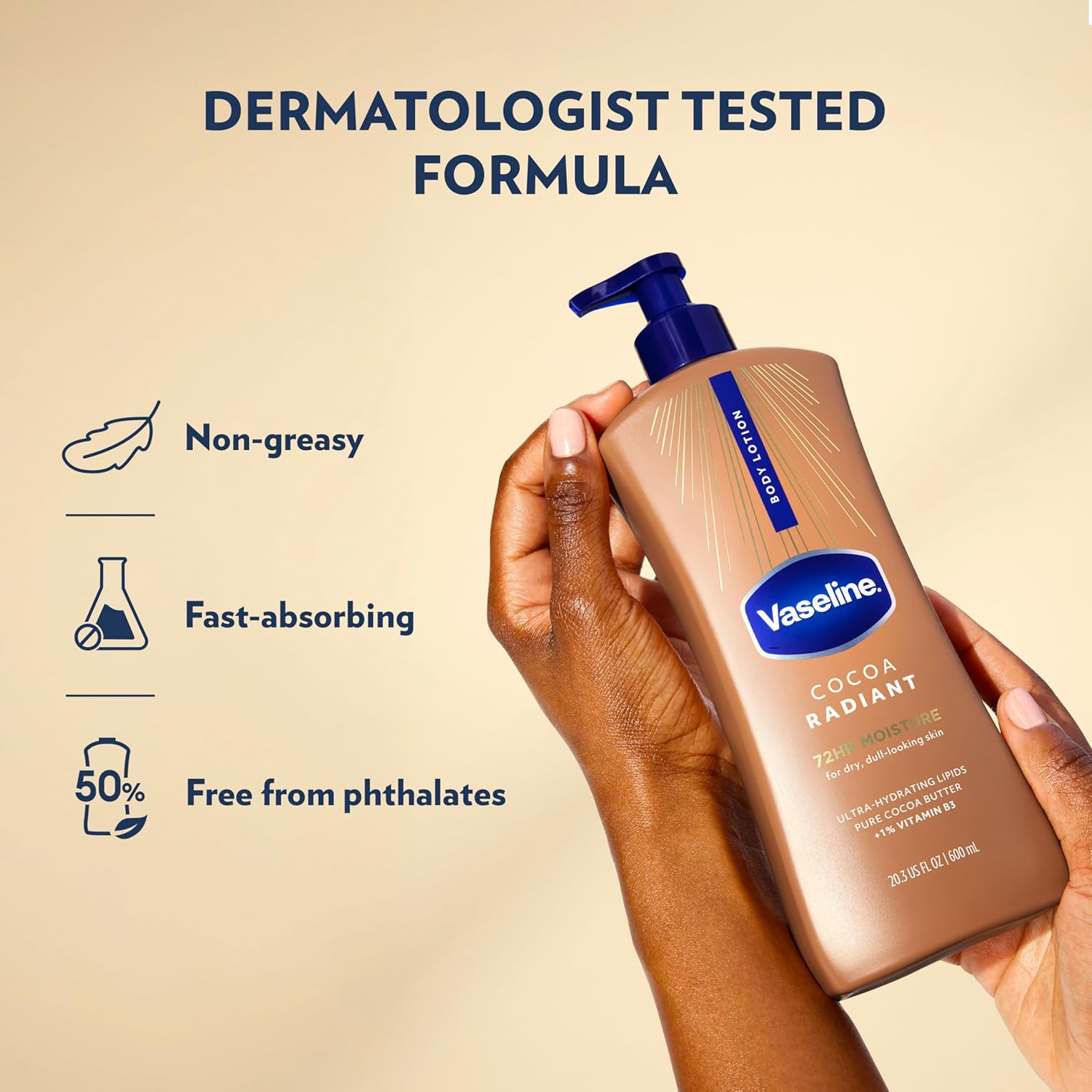 Thumbnail 4 de Vaseline Intensive Care Cocoa Radiant Body Lotion (3-count) for Dry Skin, Cocoa Butter & Ultra-Hydrating Lipids