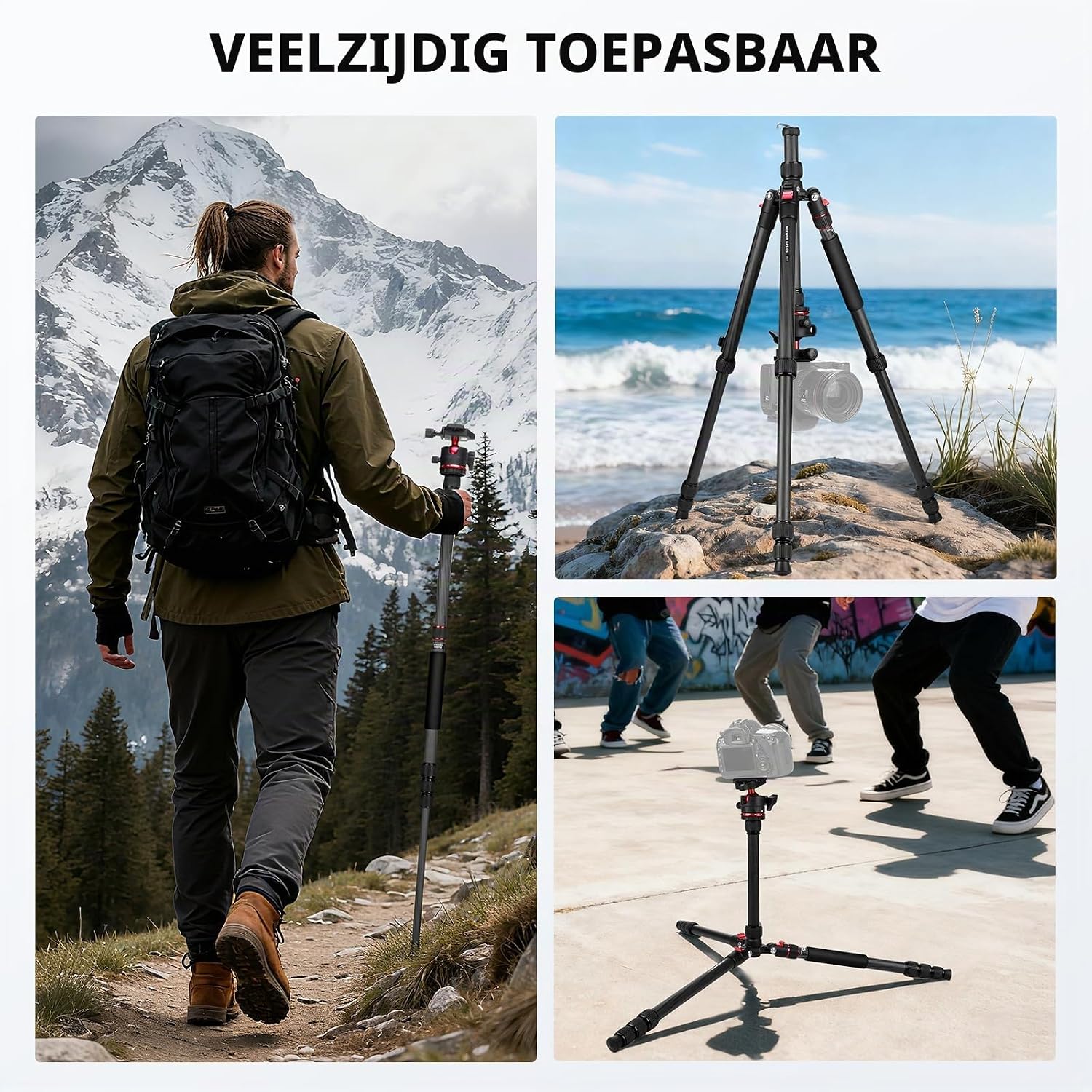 Thumbnail 6 de NEEWER BASICS TP17B reisstatief-monopod van koolstofvezel, tot 64 inch