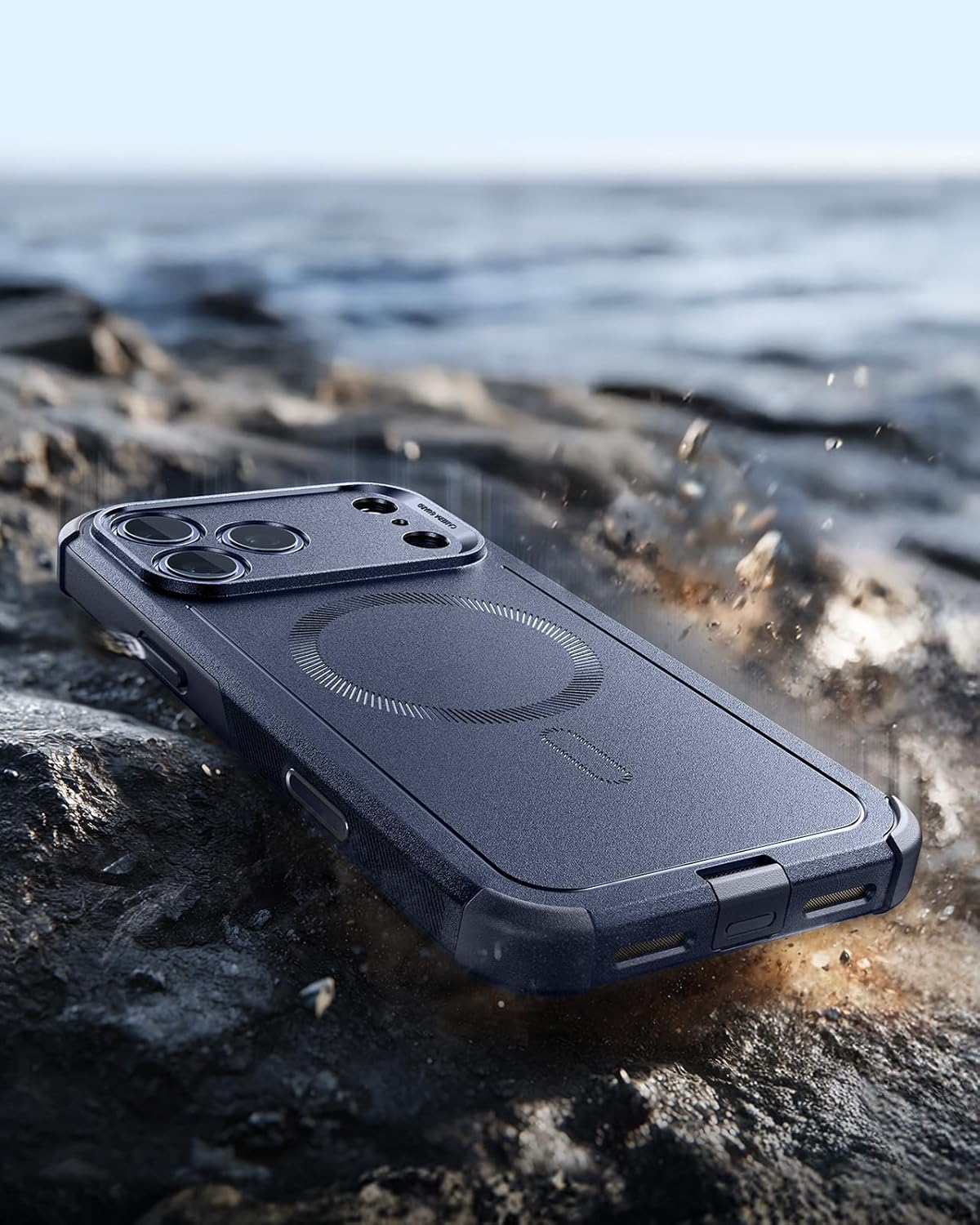 Detalle de ESR Cyber Series Case for iPhone 17 Pro – Navy Blue, 23ft Drop Protection with MagSafe