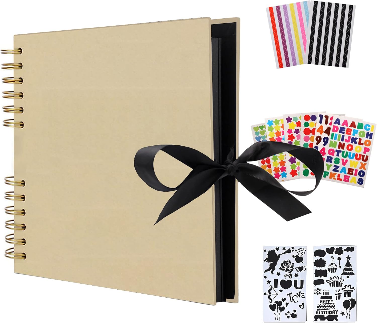 Detalle de AIOR Album photo traditionnel en scrapbook spirale 31 x 21,5 cm (jaune) avec 40 feuilles noires