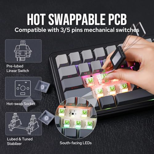 Detalle de EPOMAKER x Aula F65: Teclado gaming mecánico inalámbrico 65% compacto