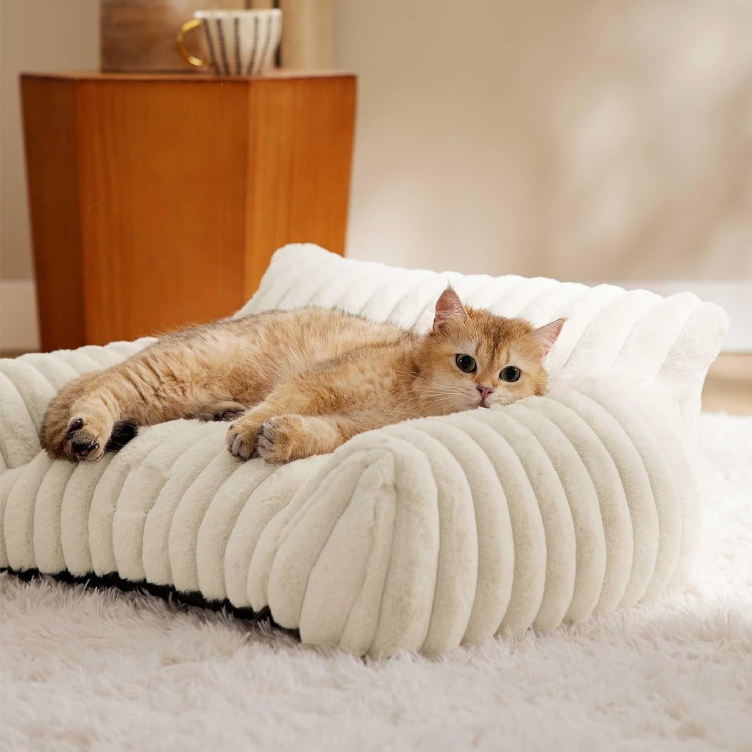 Thumbnail 2 de Uwenkjie Washable Pet Sofa Dog Bed & Cat Bed (75×50×20cm) with Non-slip Base – Off-white