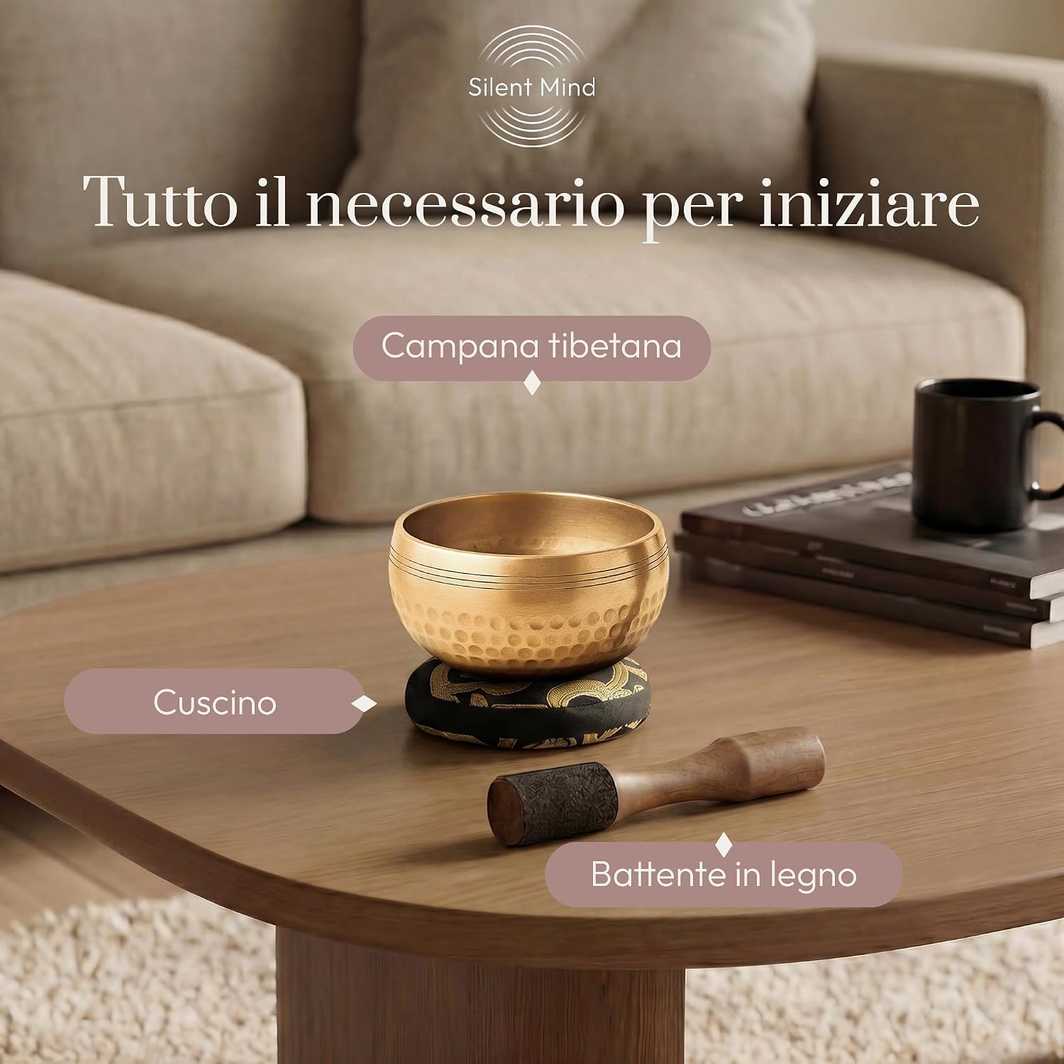 Thumbnail 3 de Silent Mind Campana Tibetana – Set Completo Artigianale di Silenzio e Armonia