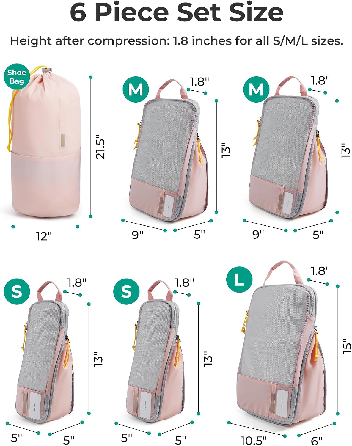 Thumbnail 1 de BAGSMART Compression Packing Cubes 6-piece