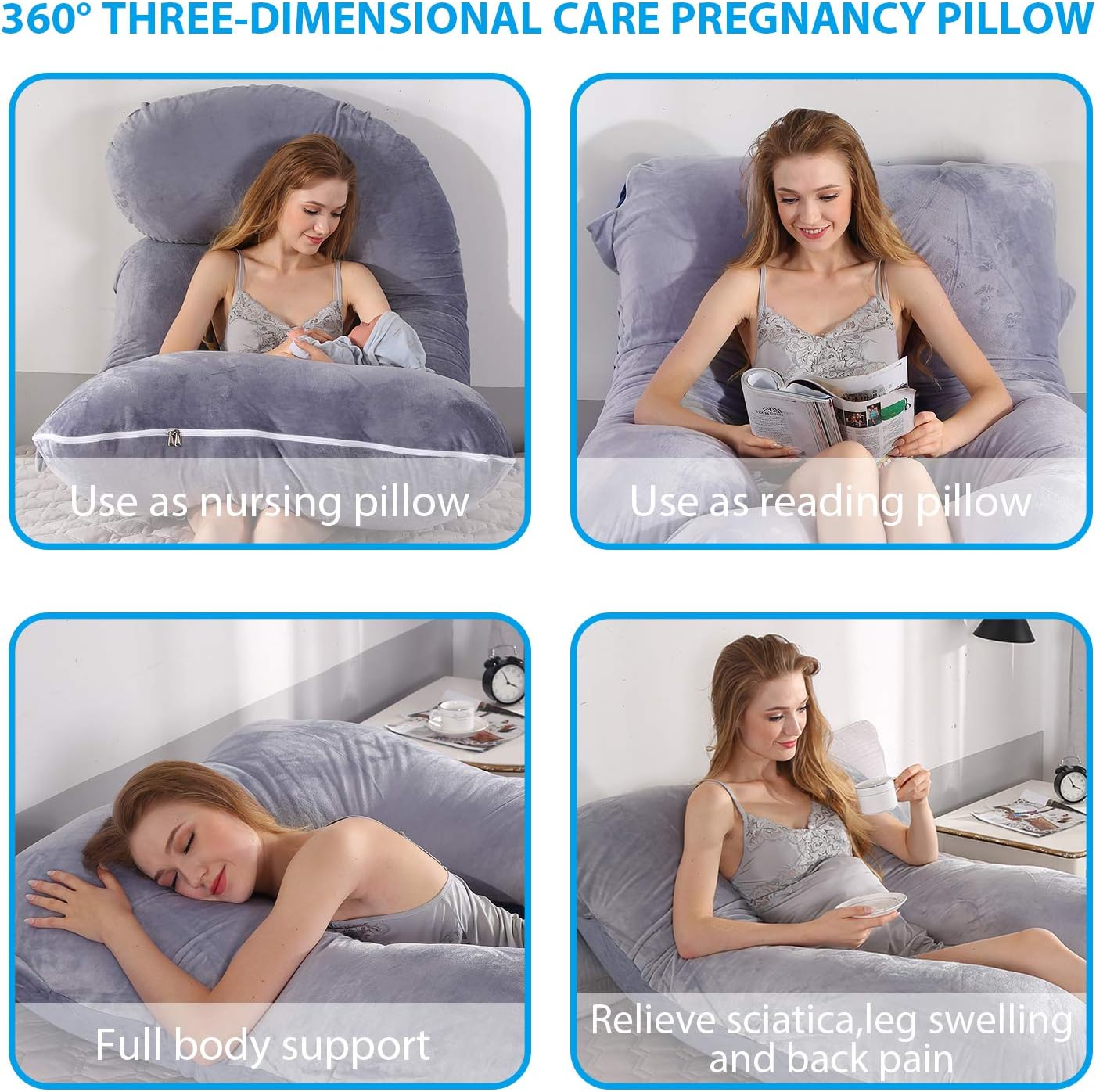 Detalle de Victostar V-Pillow-DG 57-Inch U-Shaped Pregnancy Pillow with Removable Cover