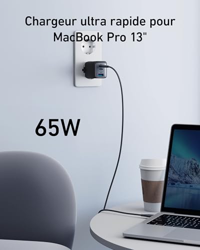 Detalle de Anker Chargeur USB C Nano II 65W, Station 3 Ports — compact et puissant