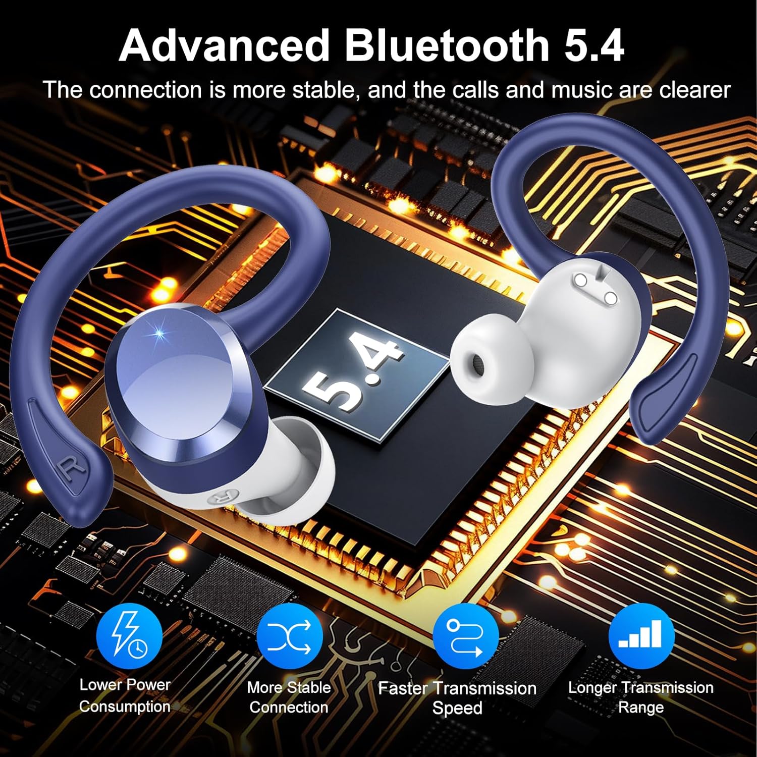 Thumbnail 4 de Bluetooth Sport-Kopfhörer Q38 (2026) mit Bluetooth 5.4, IPX7 und 4-HD-Mikrofon für Arbeit & Studium