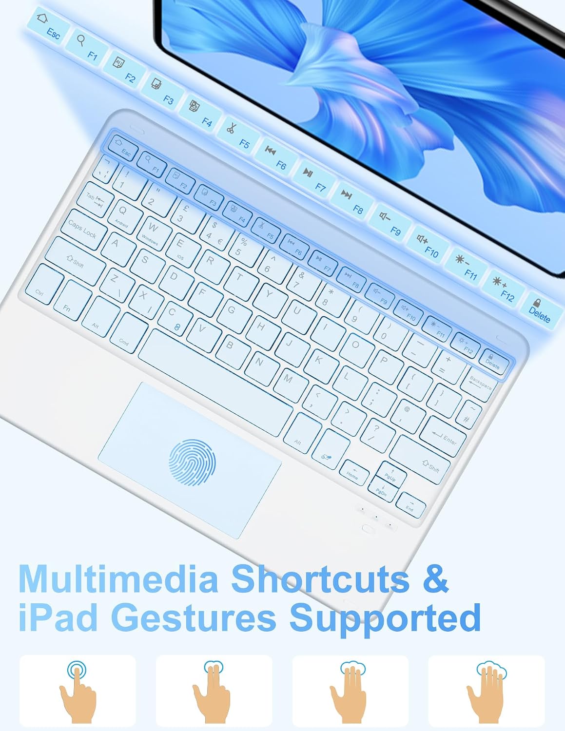 Detalle de Nsyee Wireless Keyboard Case with Touchpad 100h