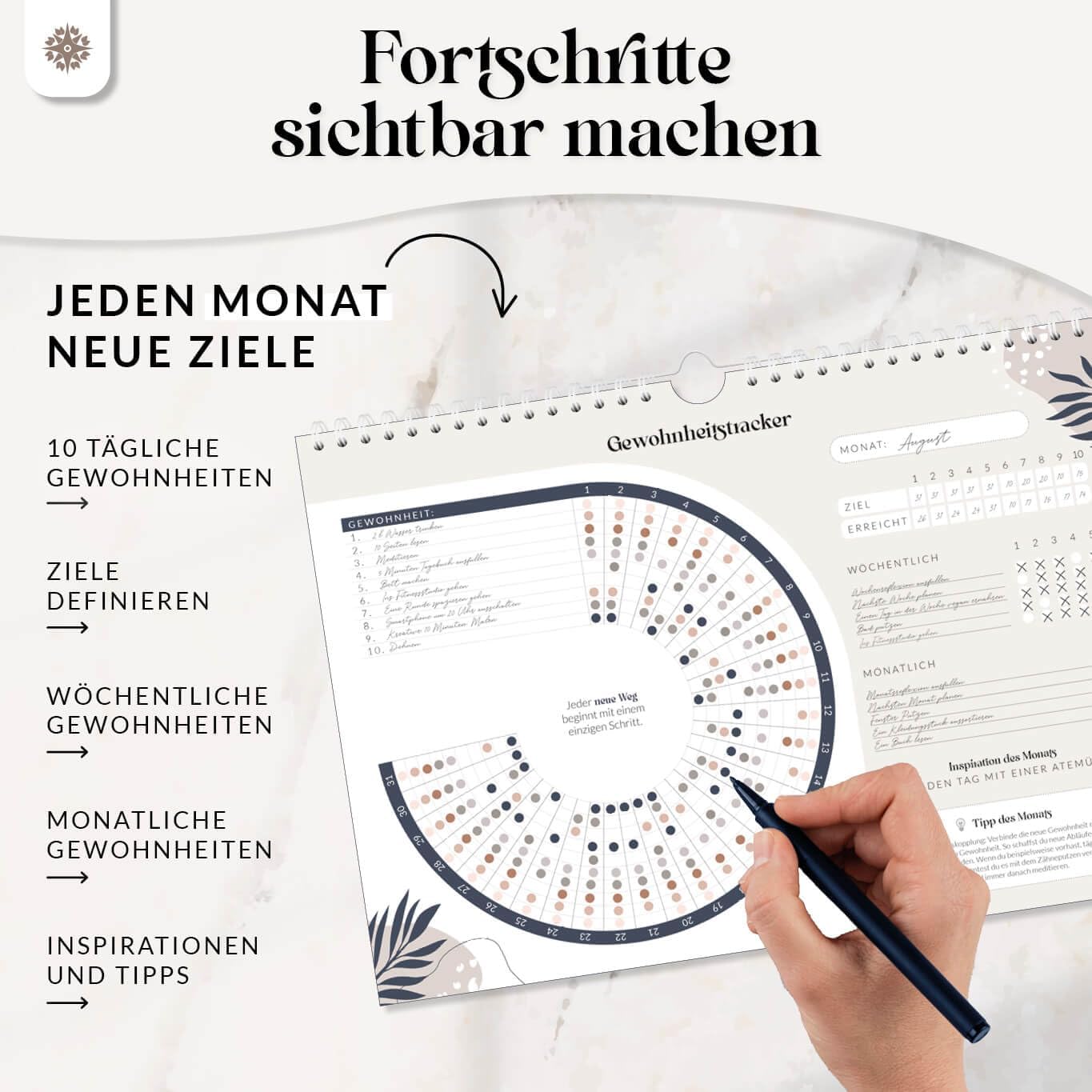 Detalle de Lebenskompass Habit Tracker 12 Monate Gewohnheitstracker đź“…