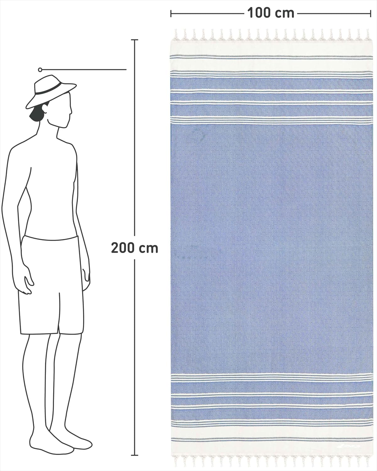 Thumbnail 3 de Fit-Flip Fouta de Plage Bleu 100x200 cm