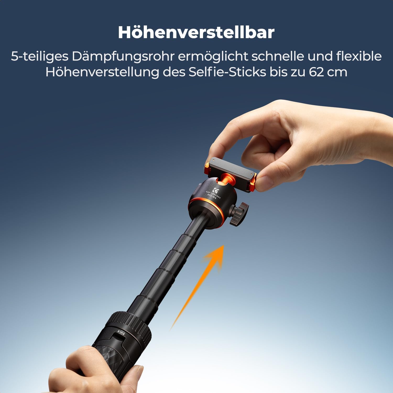 Detalle de K&F CONCEPT 65 cm Selfie-Stick Stativ für DJI Osmo Nano/Osmo Action 6 – 2-in-1, magnetischer Schnellverschluss, 360° Kugelkopf
