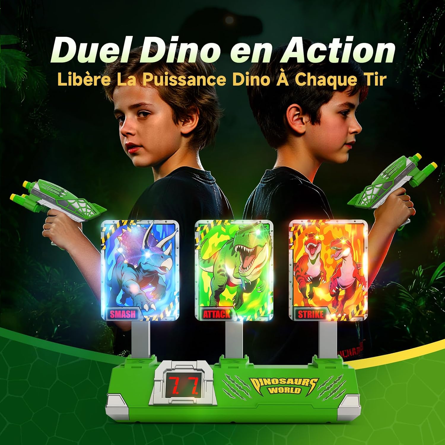 Detalle 2 de Dinosaure Jouet Pistolet avec Cibles Lumineuses 10 fléchettes