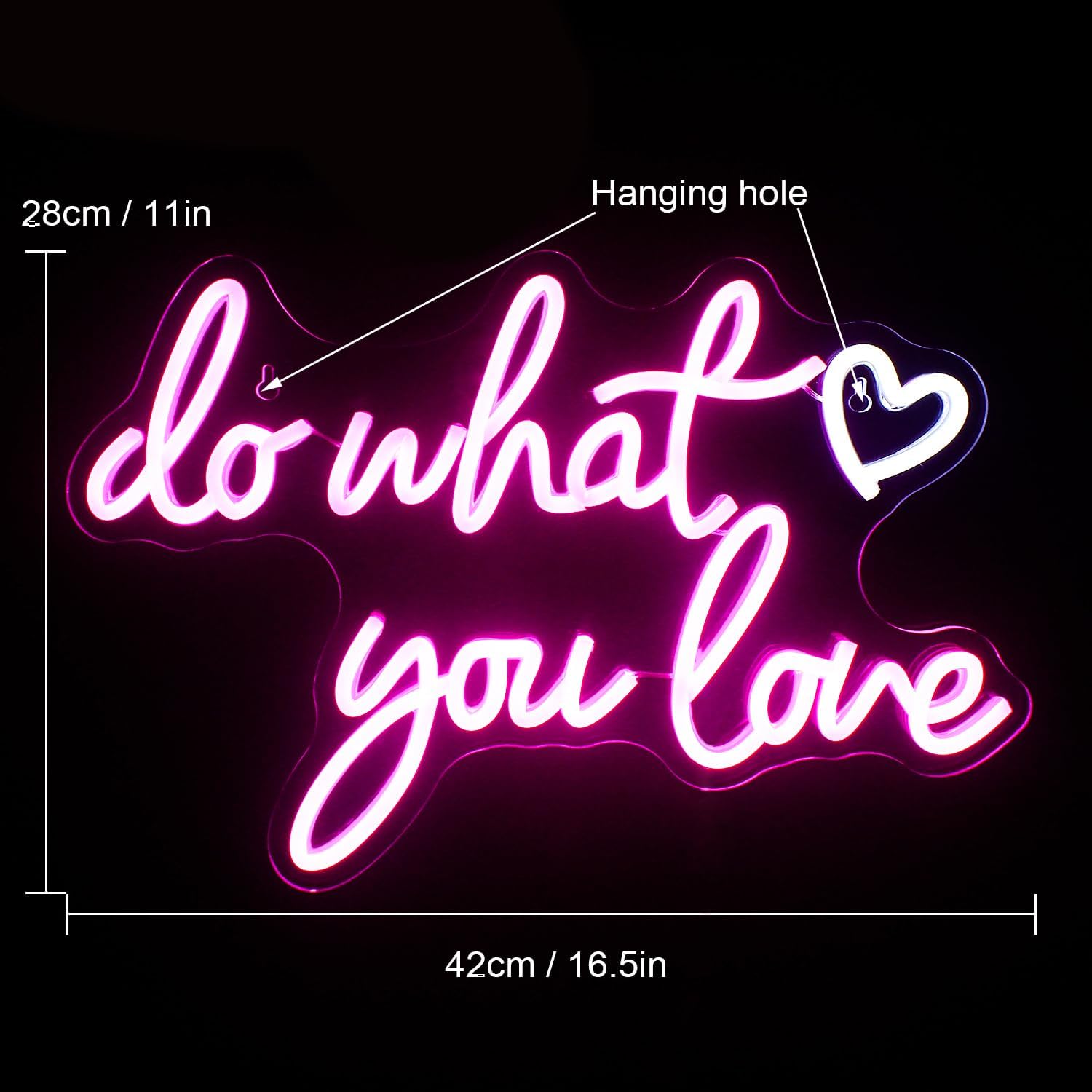 Thumbnail 1 de Do What You Love neon light sign (pink) — USB-powered LED letter sign for wall decor