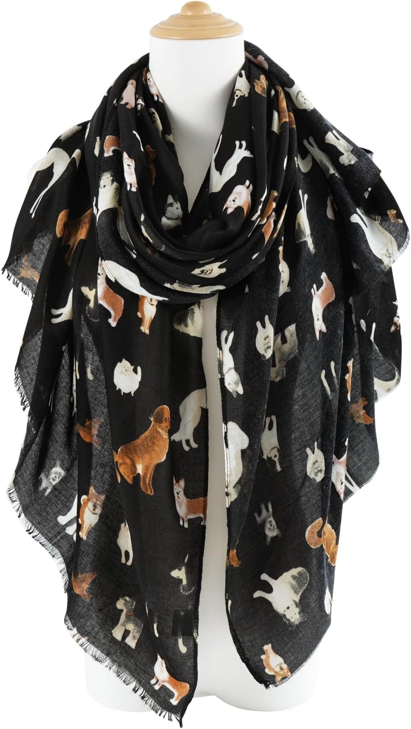 Thumbnail 1 de Écharpe DAMILY pour femme imprimée chatons et chiots – foulard 180 x 85 cm, polyester doux