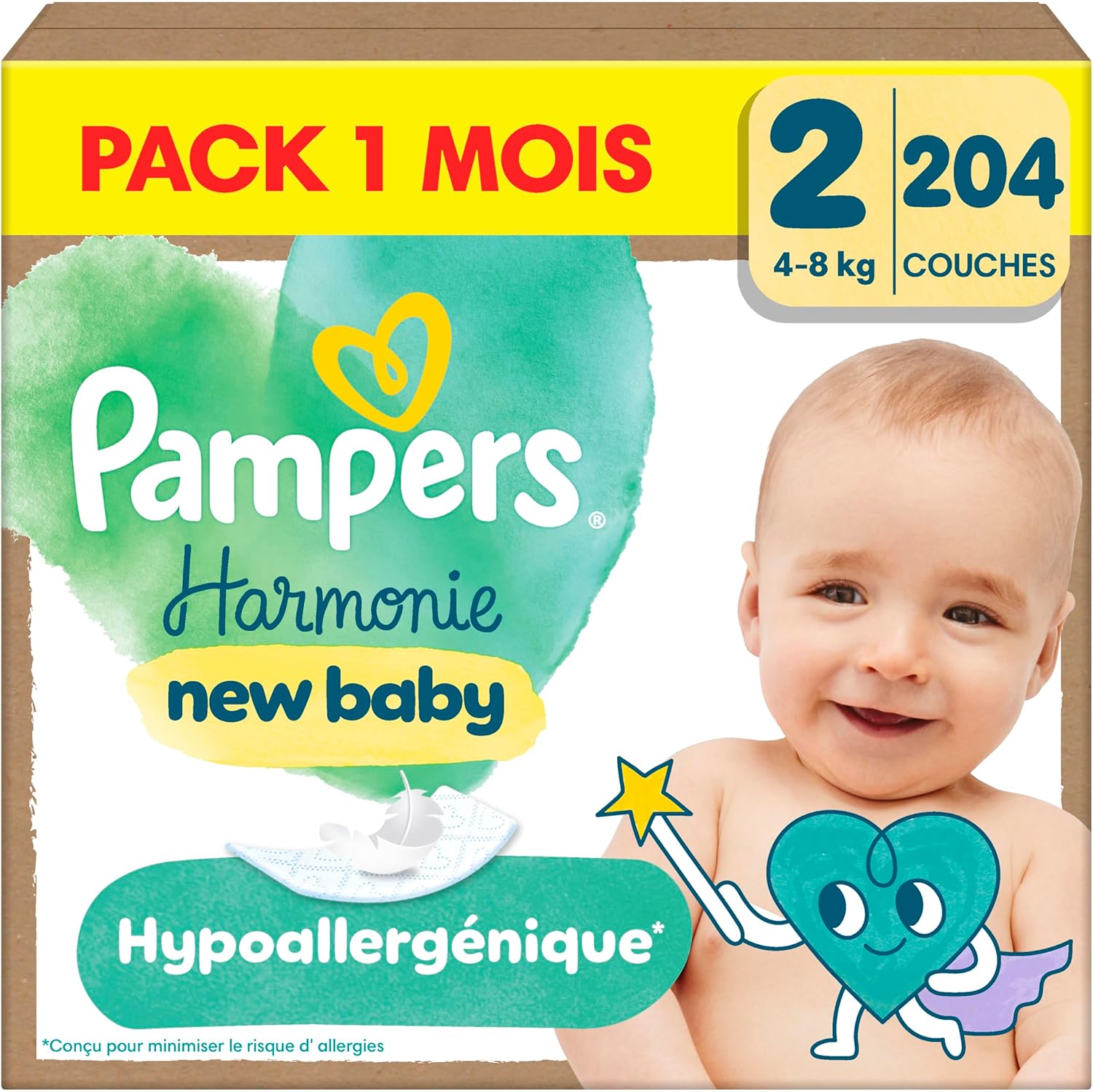 Detalle de Pampers Harmonie Couches Édition Limitée – Taille 2, 204 couches