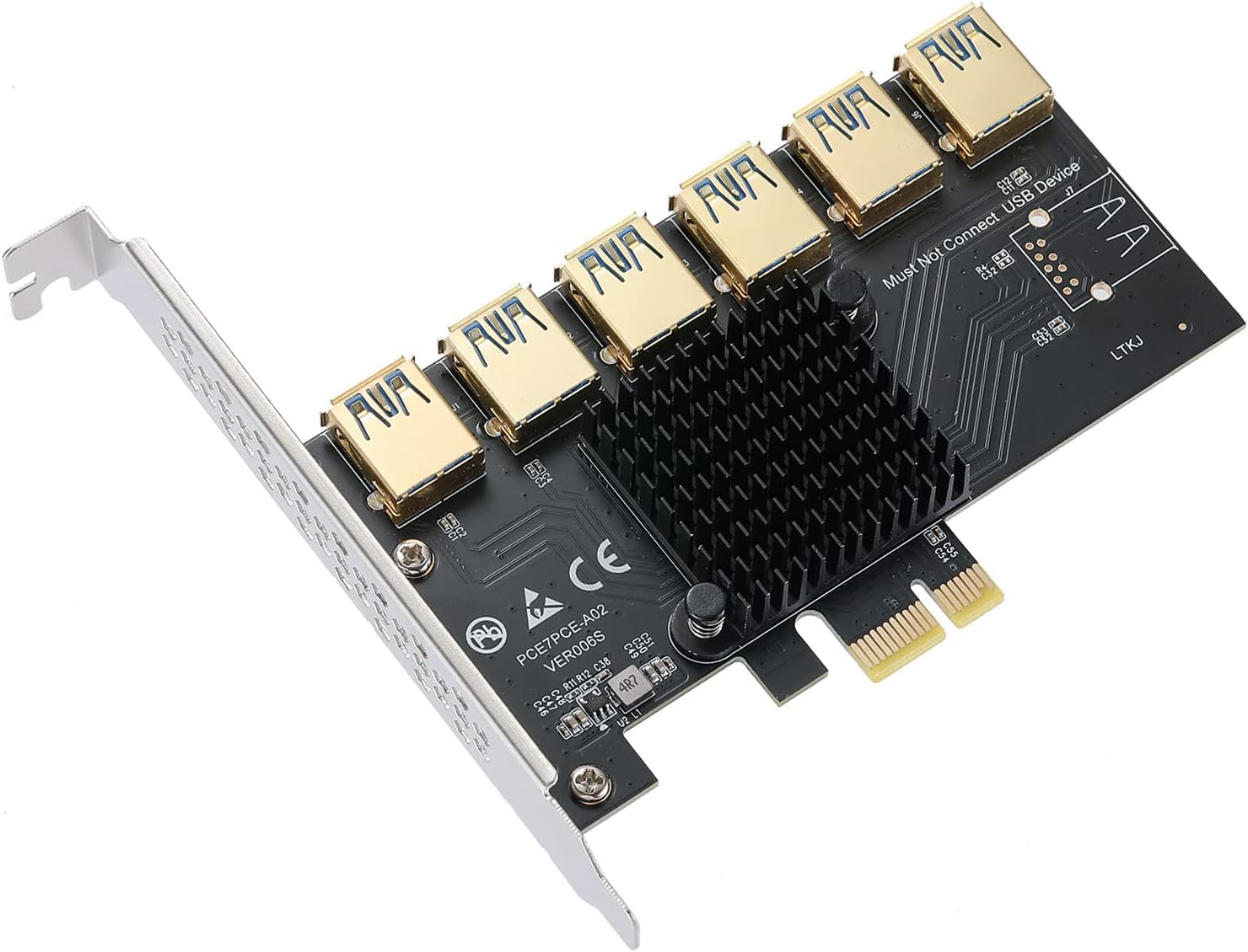 Detalle de MZHOU PCI-E 1X bis 6 USB-Riser-Karte – Stabiler USB 3.0-Adapter für PCIe Slots