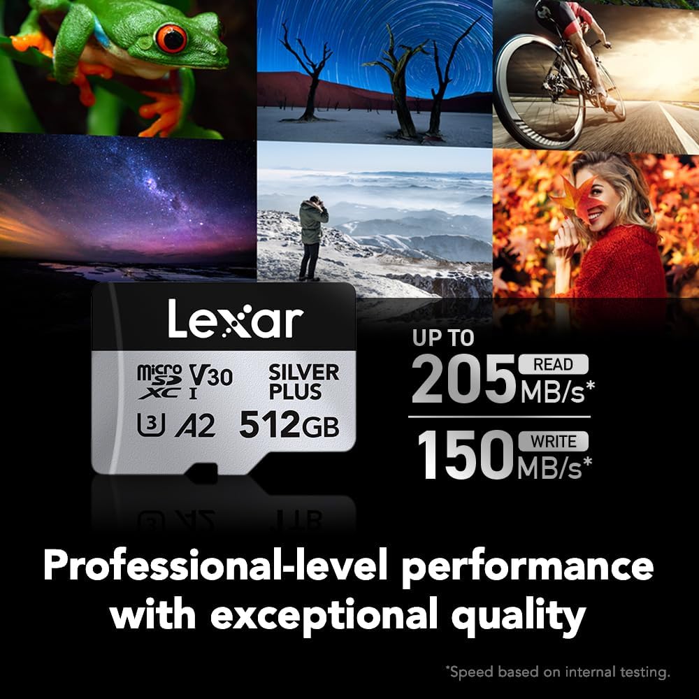 Thumbnail 1 de Lexar 512GB Professional Silver Plus microSDXC (UHS-I) — U3/V30 4K 60fps, up to 205/150 MB/s
