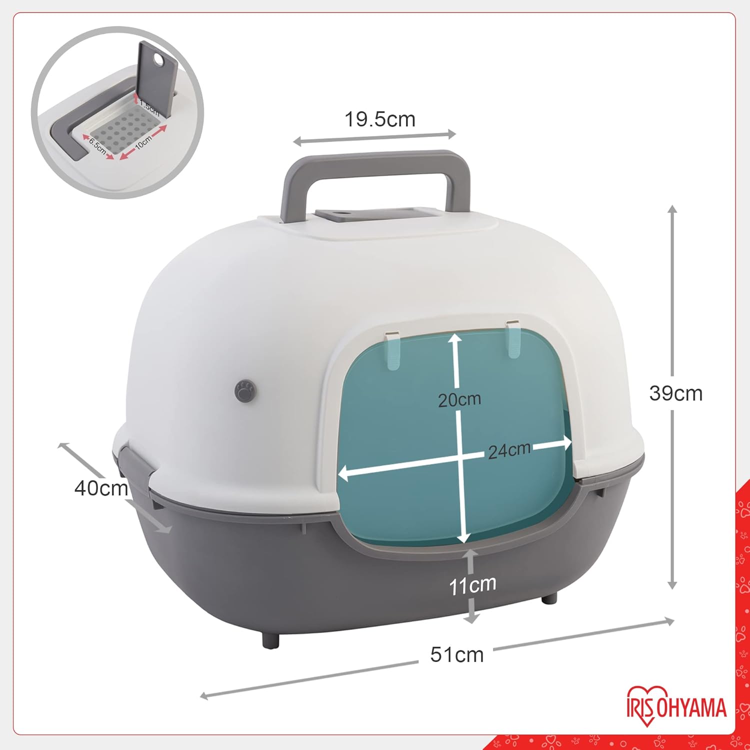 Thumbnail 5 de Iris Ohyama WNT-510 lettiera per gatti fino a 5 kg, con pala e cappuccio, grigio