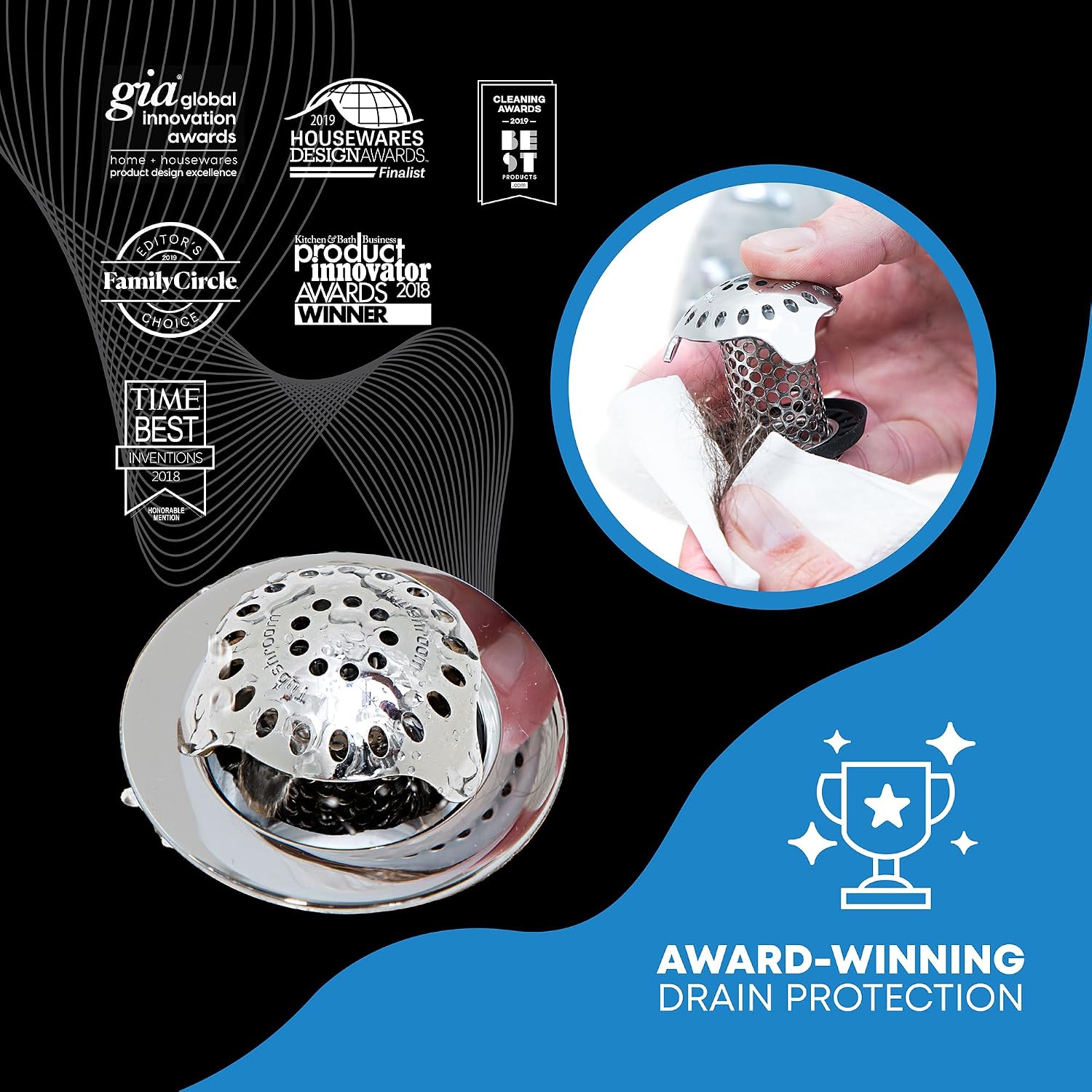Thumbnail 4 de TubShroom Ultra Revolutionary Bath Tub Drain Protector Hair Catcher/Strainer/Snare, Stainless Steel – Platinum Bundle