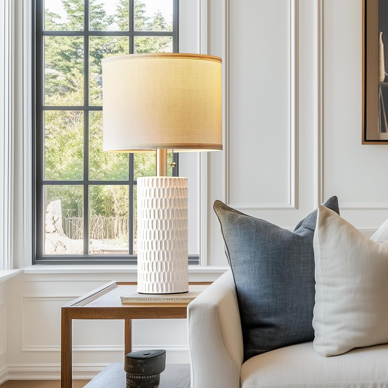 Detalle de Reaketon 20" Small Ceramic Table Lamps (Set of 2) for Bedside, Night Stands & Home Office