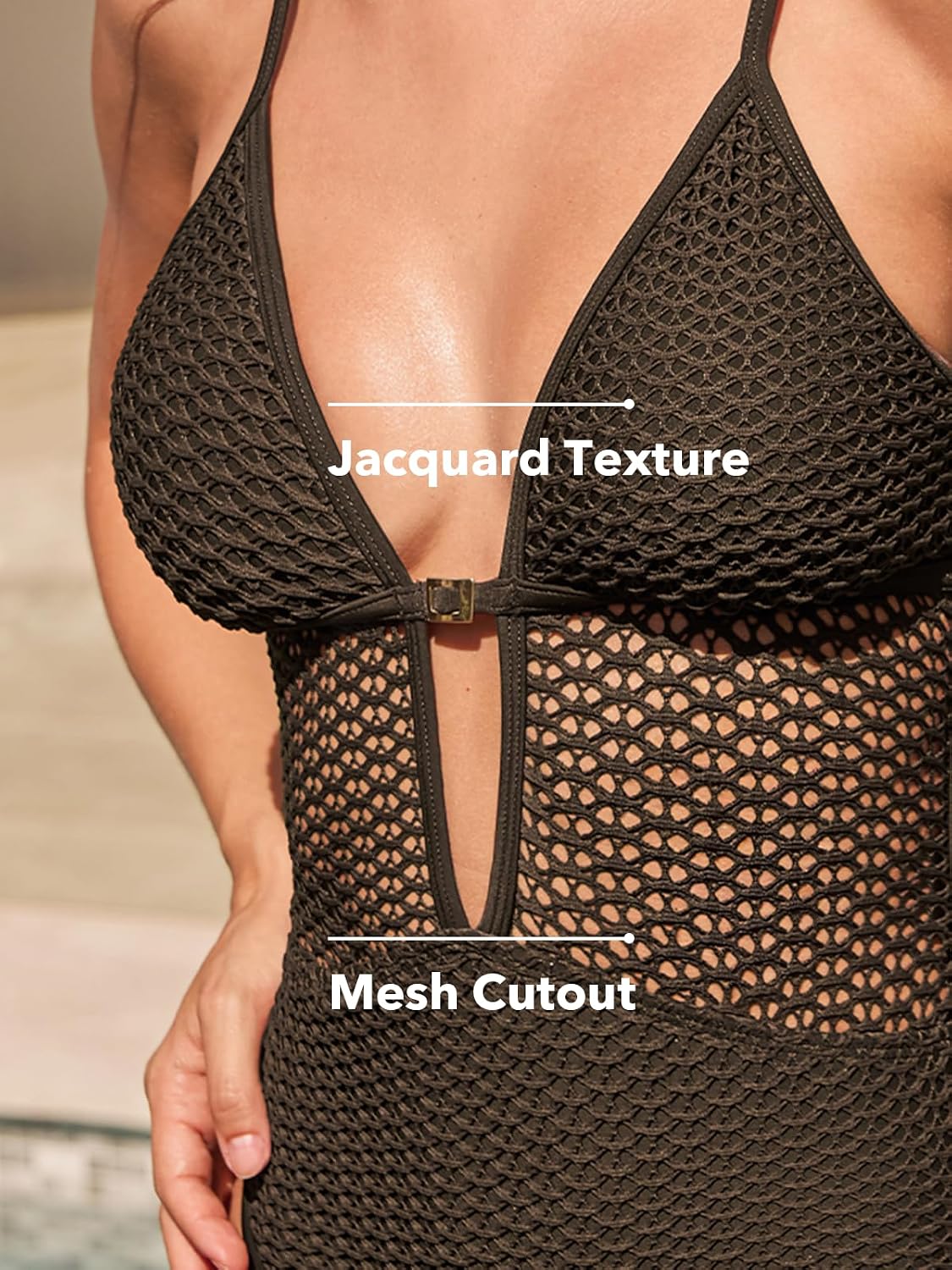 Detalle 2 de CUPSHE Maillot de bain texturé plongeant