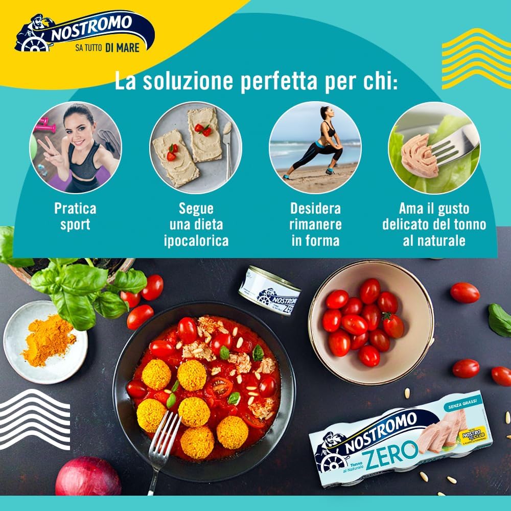 Detalle de Nostromo Tonno al naturale, 3x65 g: tonno sgocciolato e zero grassi, pronto da gustare