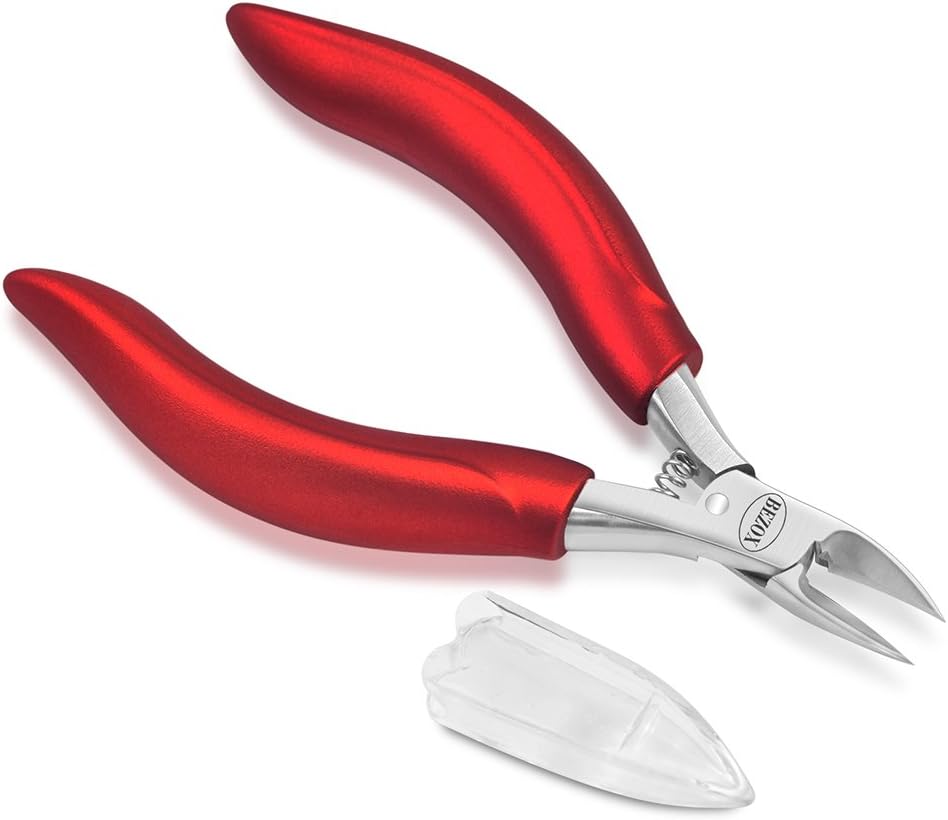 Detalle de BEZOX teennagelknipper voor dikke nagels met gebogen RVS-mes en softgrip
