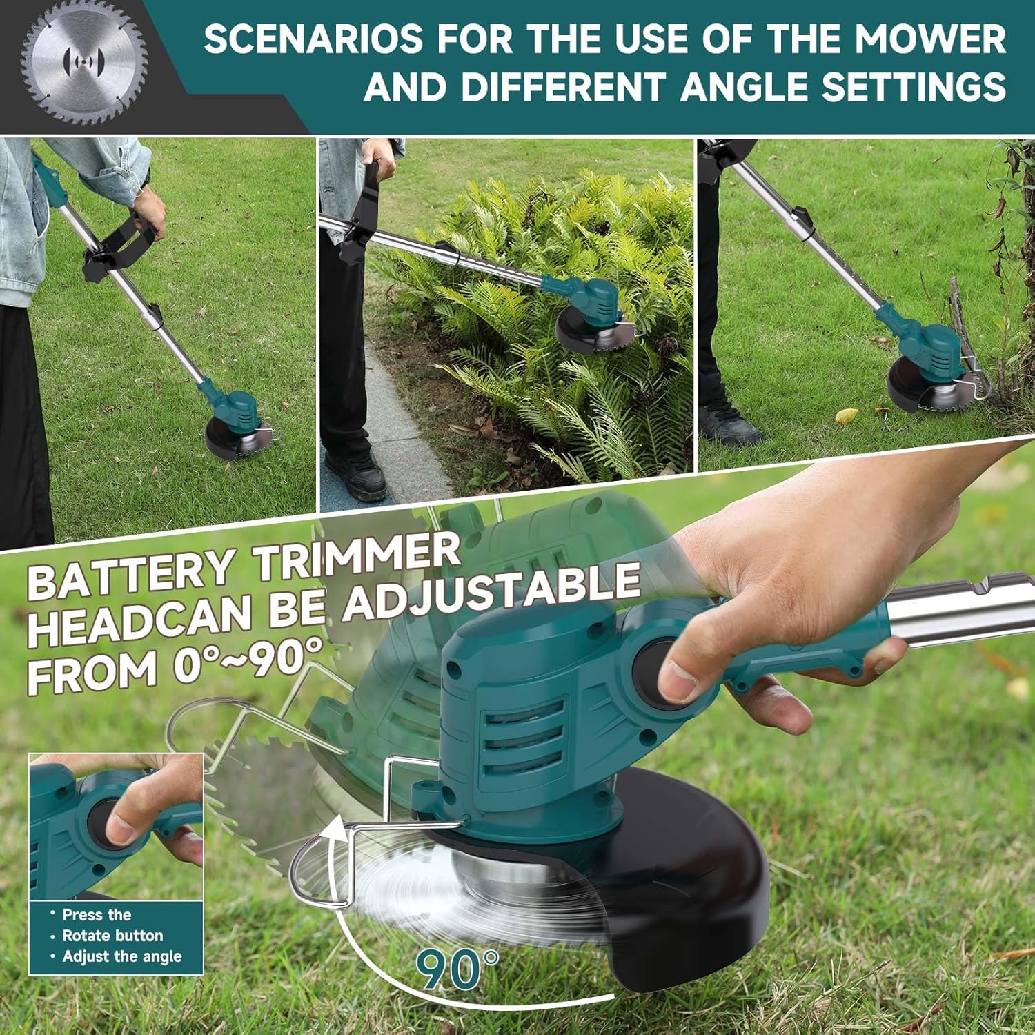 Thumbnail 5 de YEXLXLN Rasentrimmer mit Akku – 4-in-1 Set, 21V, 2 x 2,0 Ah Akkus, inkl. Makita-Kompatibilität