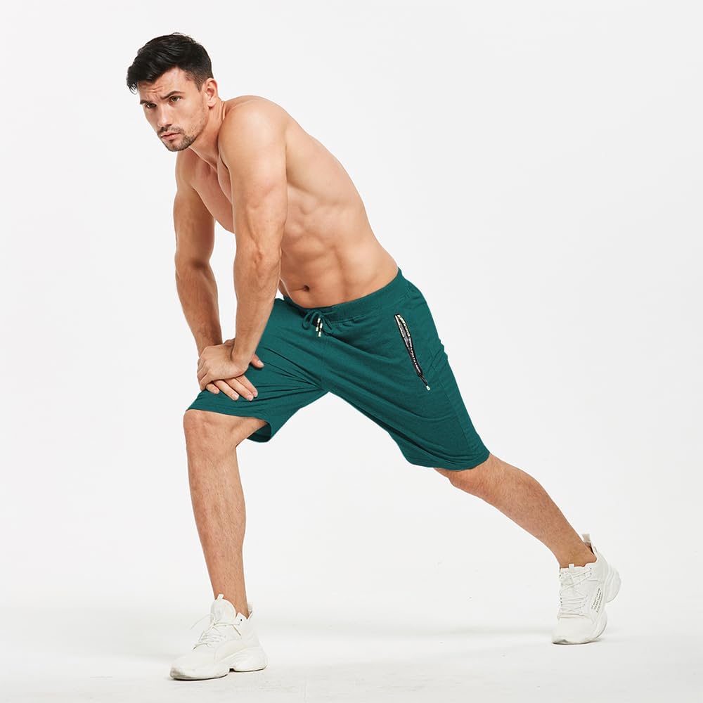 Detalle 2 de ZOXOZ Short Homme Coton Short Sport avec Poche Zipée – confort estival et polyvalence
