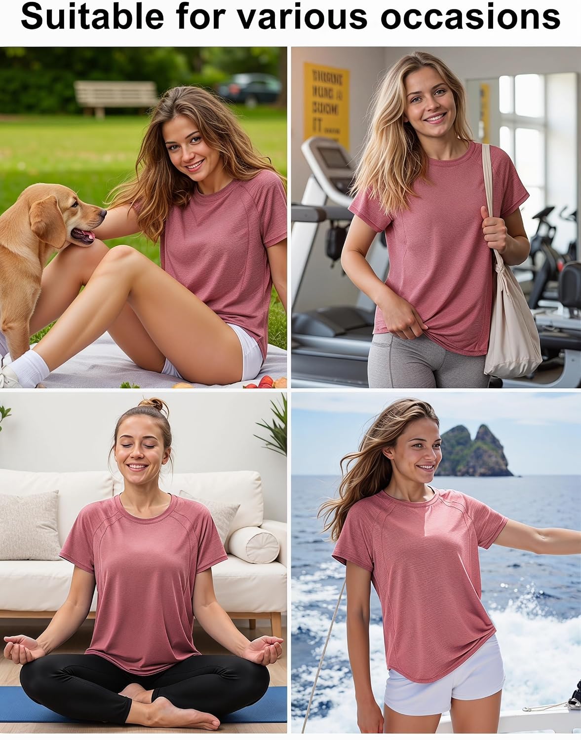 Thumbnail 1 de Gyabnw Tee Shirt Sport Femme - T-shirt court à manches courtes, sec rapide et mesh, pour Yoga, Running et Fitness