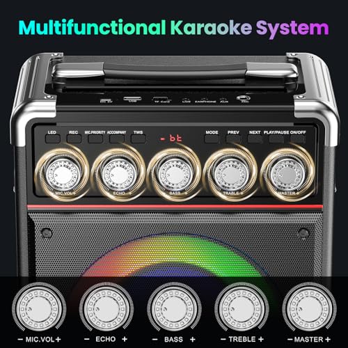 Thumbnail 7 de JYX Karaoke Maschine TX05 mit 2 kabellosen Mikrofonen: Tragbare All-in-One Karaoke-Box mit Bluetooth 5.3