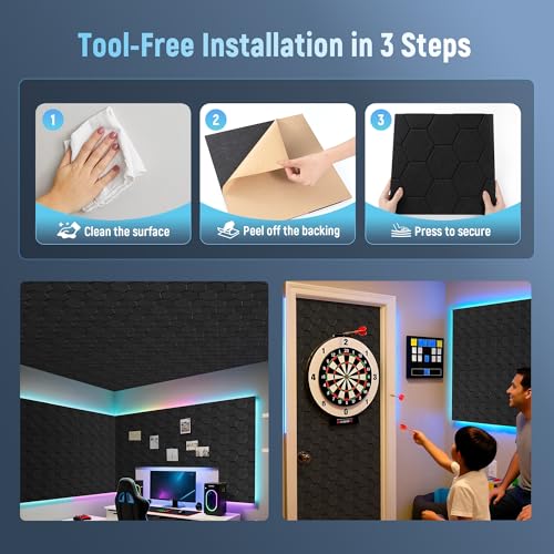 Detalle de Irisroom Sound Proofing Panels with Acoustic Foam – Self-Adhesive Wall Panels