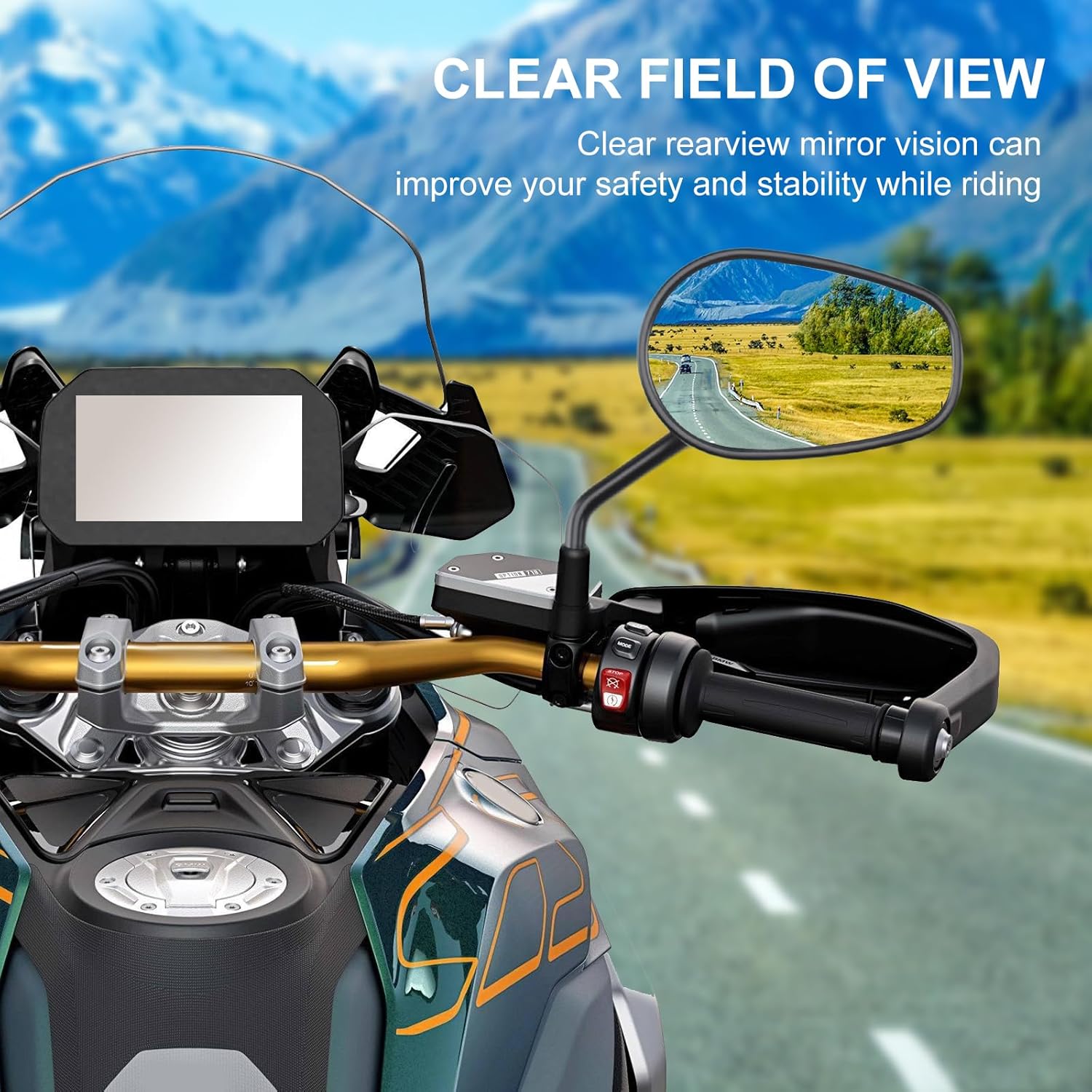 Thumbnail 3 de Specchietti retrovisori universali per moto in alluminio M10/M8, nero