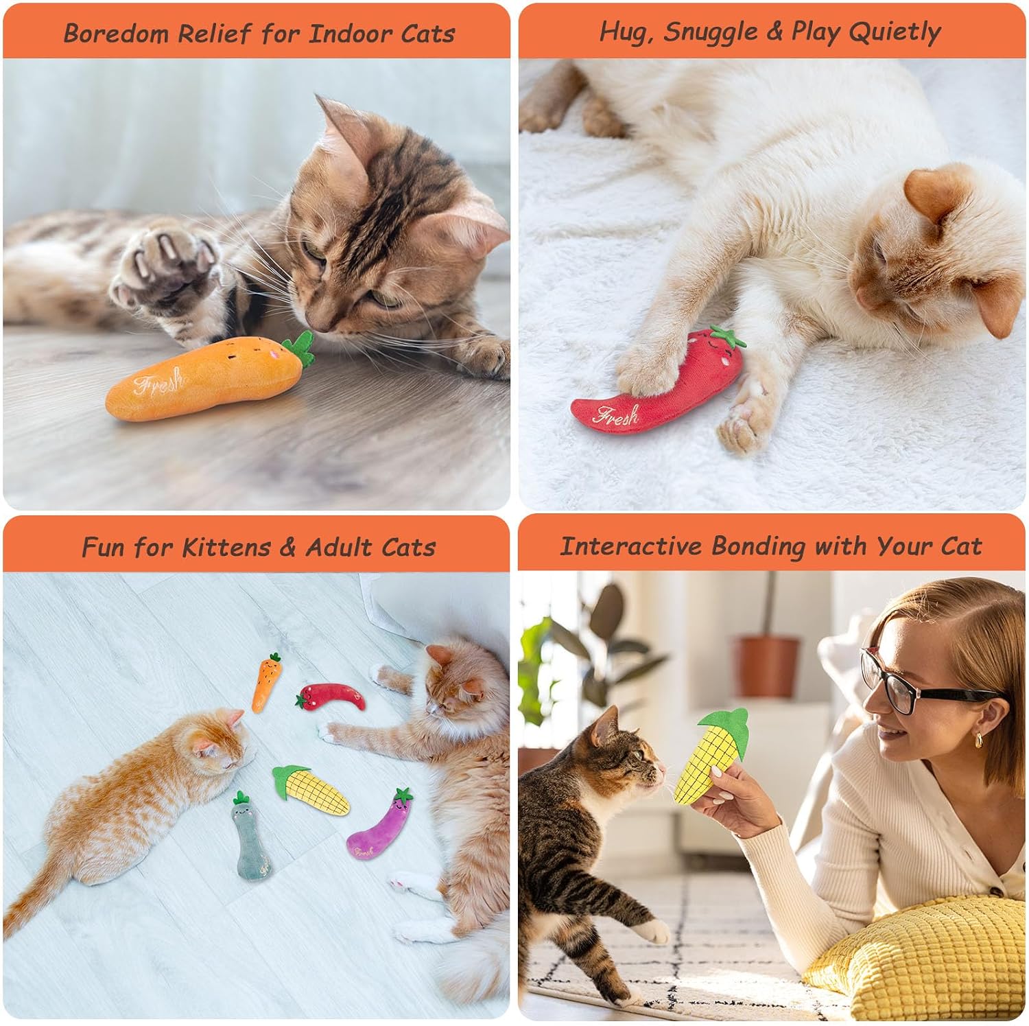 Detalle de ETEKYER Cat toys vegetable Catnip Plush Cat Toys, 5-Piece Vegetable Set