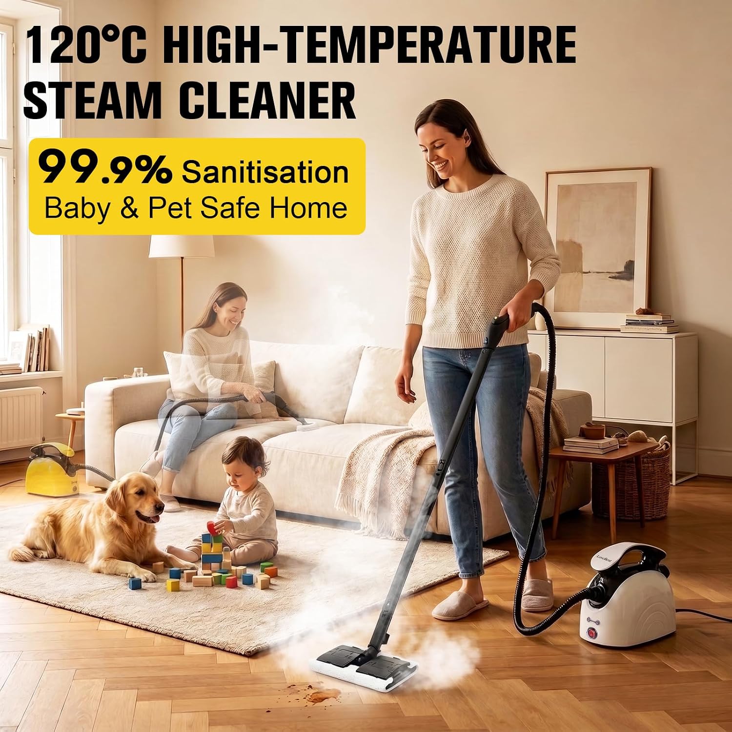 Detalle 2 de LoveBeat 168 Handheld Steam Cleaner, 248°F Steam, 21 Accessories