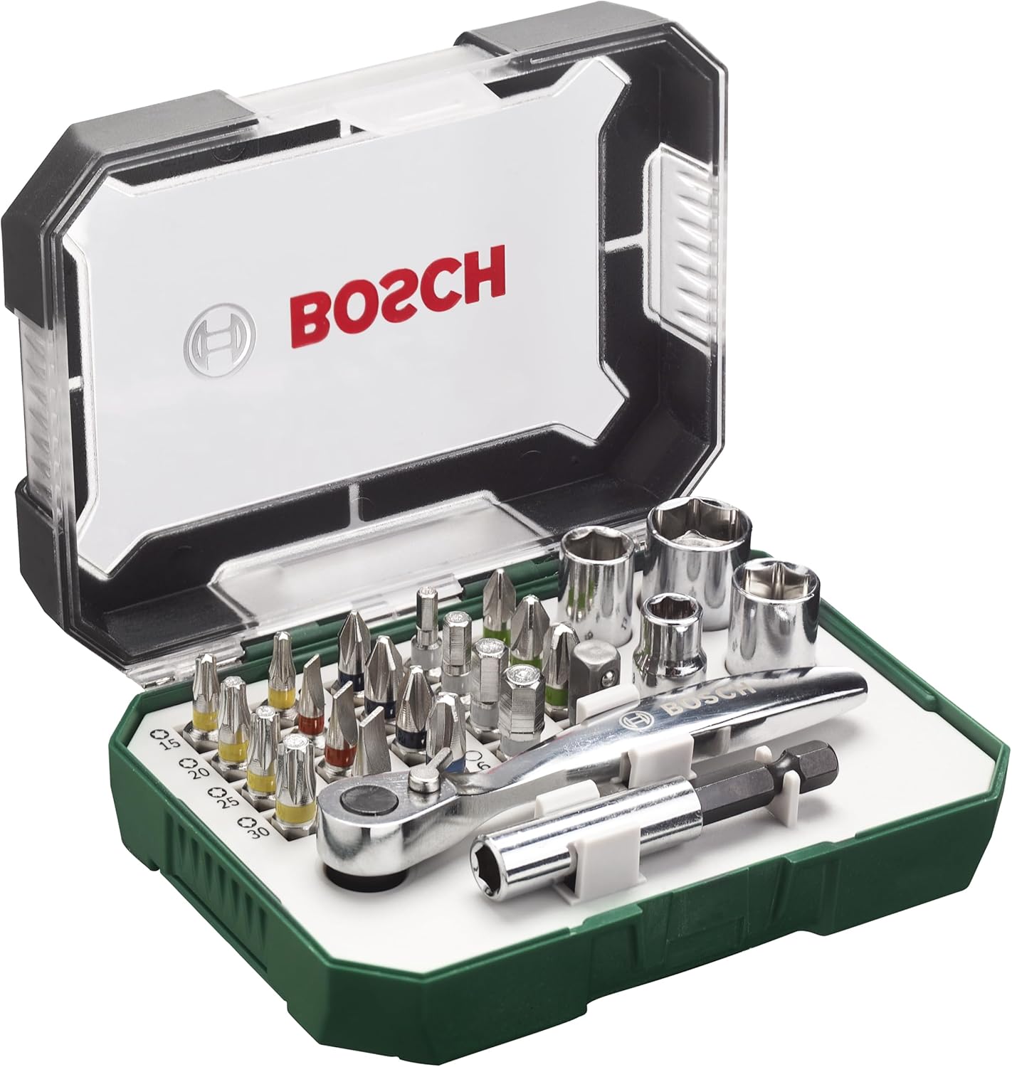 Thumbnail 2 de Bosch 26pc Screwdriver Bit and Ratchet Set with Colour-Coded Bits & Magnetic Holder