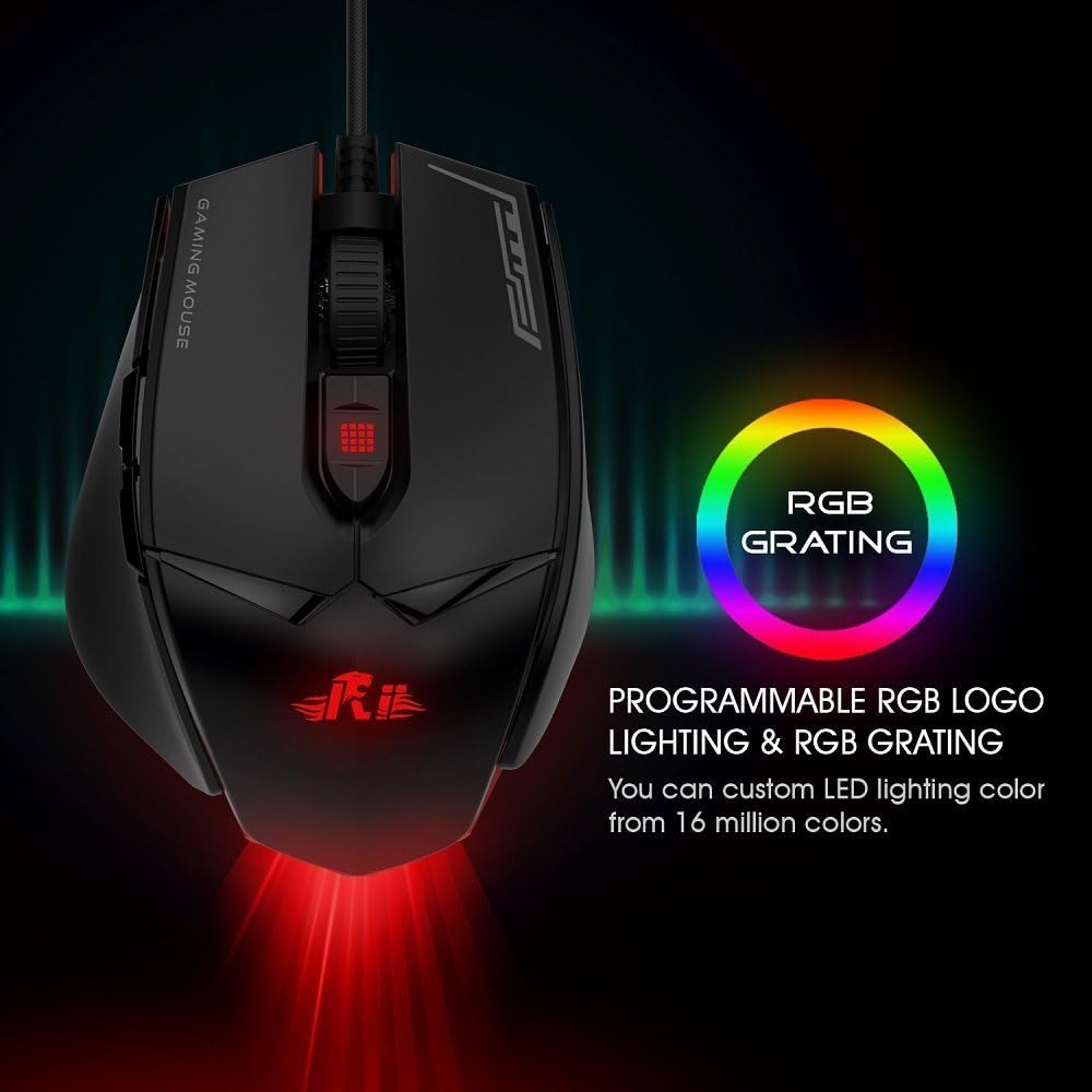 Thumbnail 3 de Rii Gaming M01 Laser: mouse professionale programmabile con LED RGB fino a 12.000 DPI