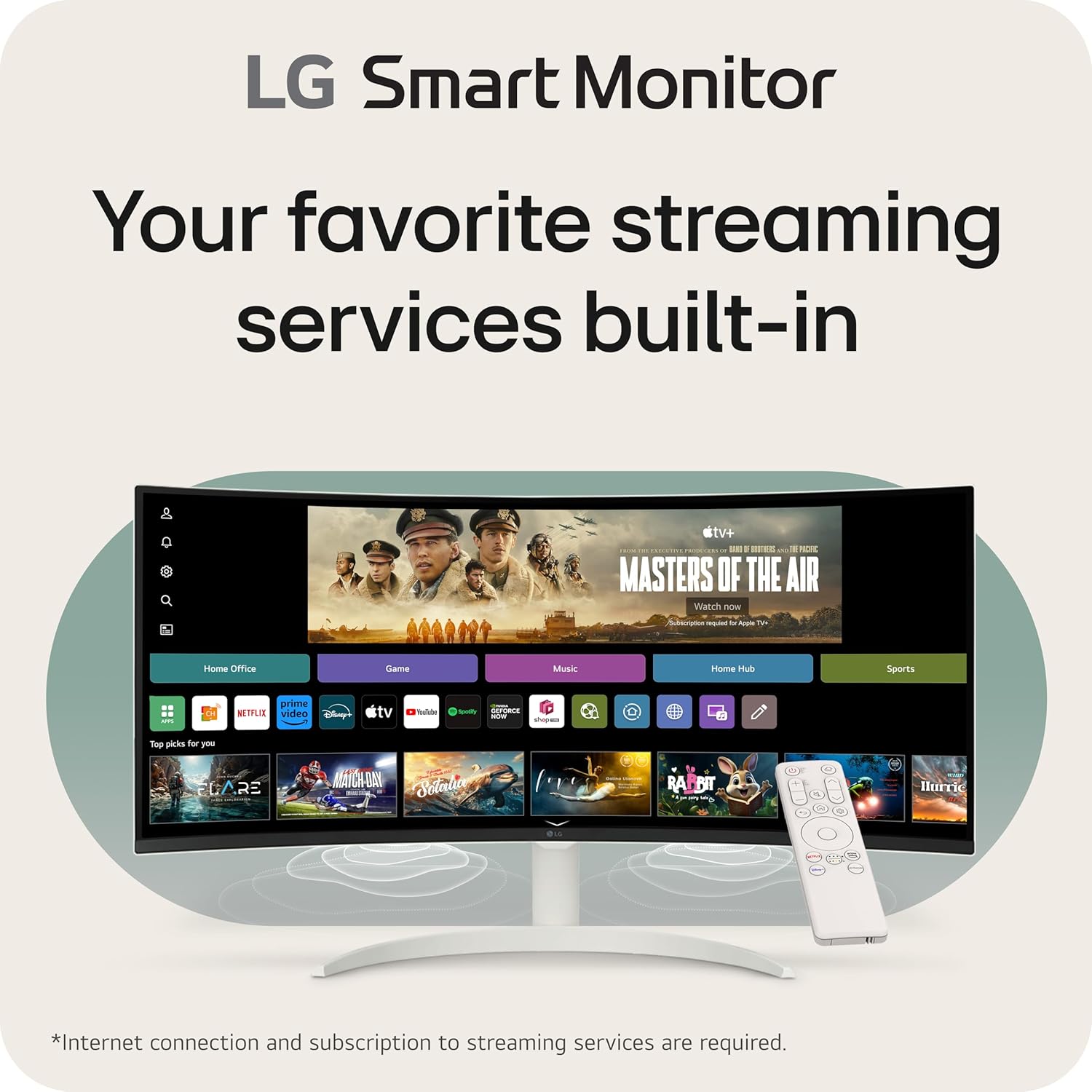Thumbnail 1 de LG 34SR60QC-W 34-inch Curved QHD Smart Monitor (3440x1440) with webOS, HDR10, AirPlay 2, and Bluetooth