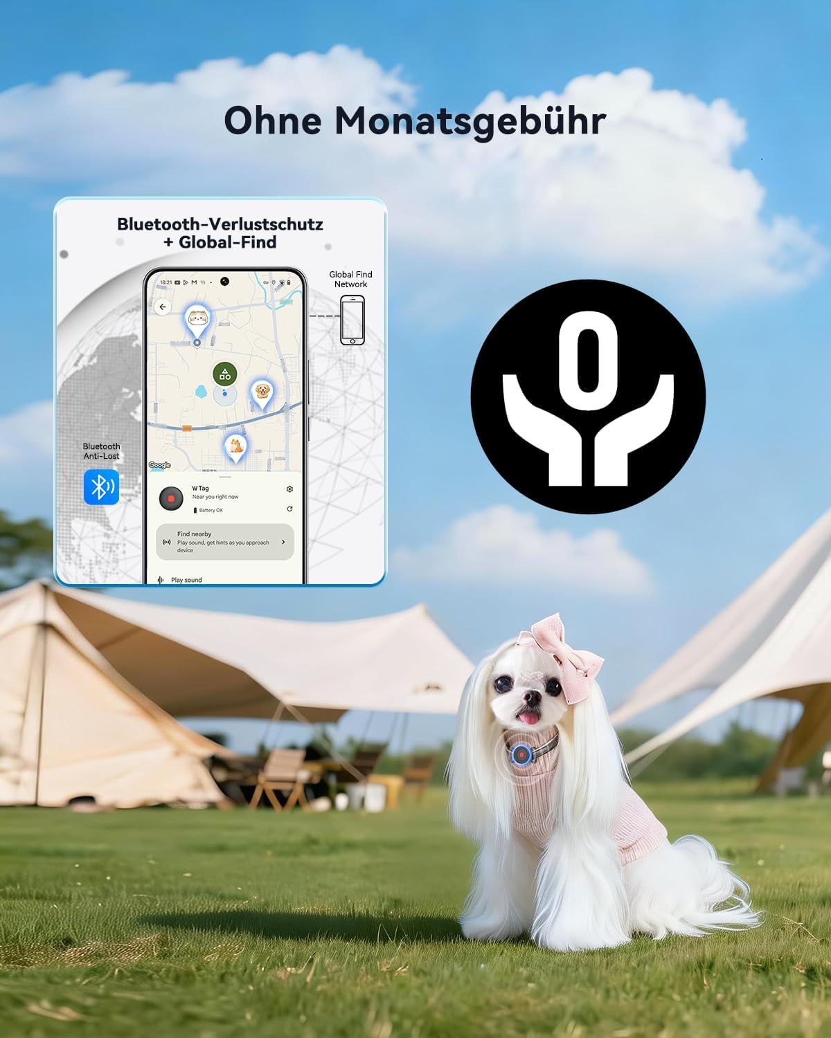 Detalle 2 de Hund GPS Tracker für Android ohne ABO – 4er Pack, Wasserfest, Google Find Hub kompatibel