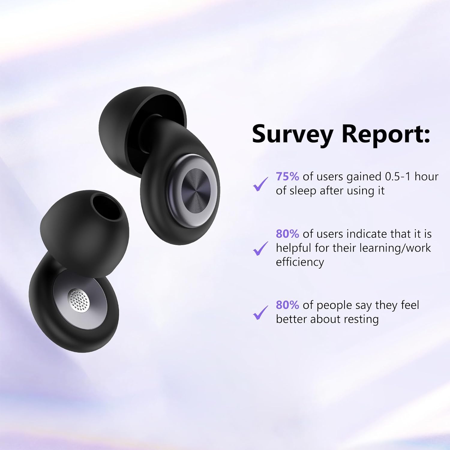 Detalle 2 de Bouchons d'oreille pour dormir -45 dB Quies en silicone réutilisables, 4 tailles XS/S/M/L