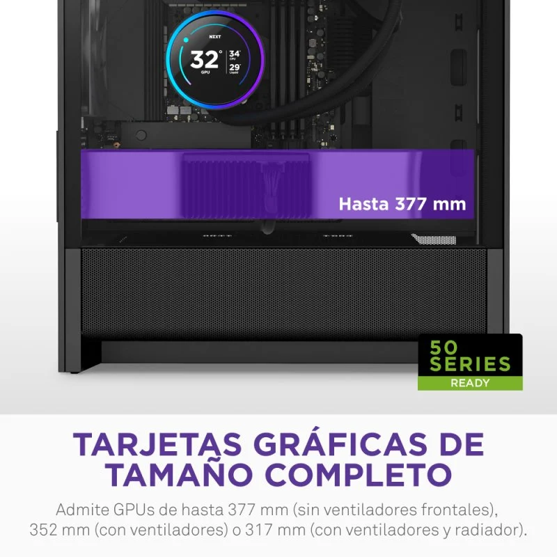 Thumbnail 2 de NZXT H3 Flow Negro — Torre Micro ATX con vidrio templado 🖥